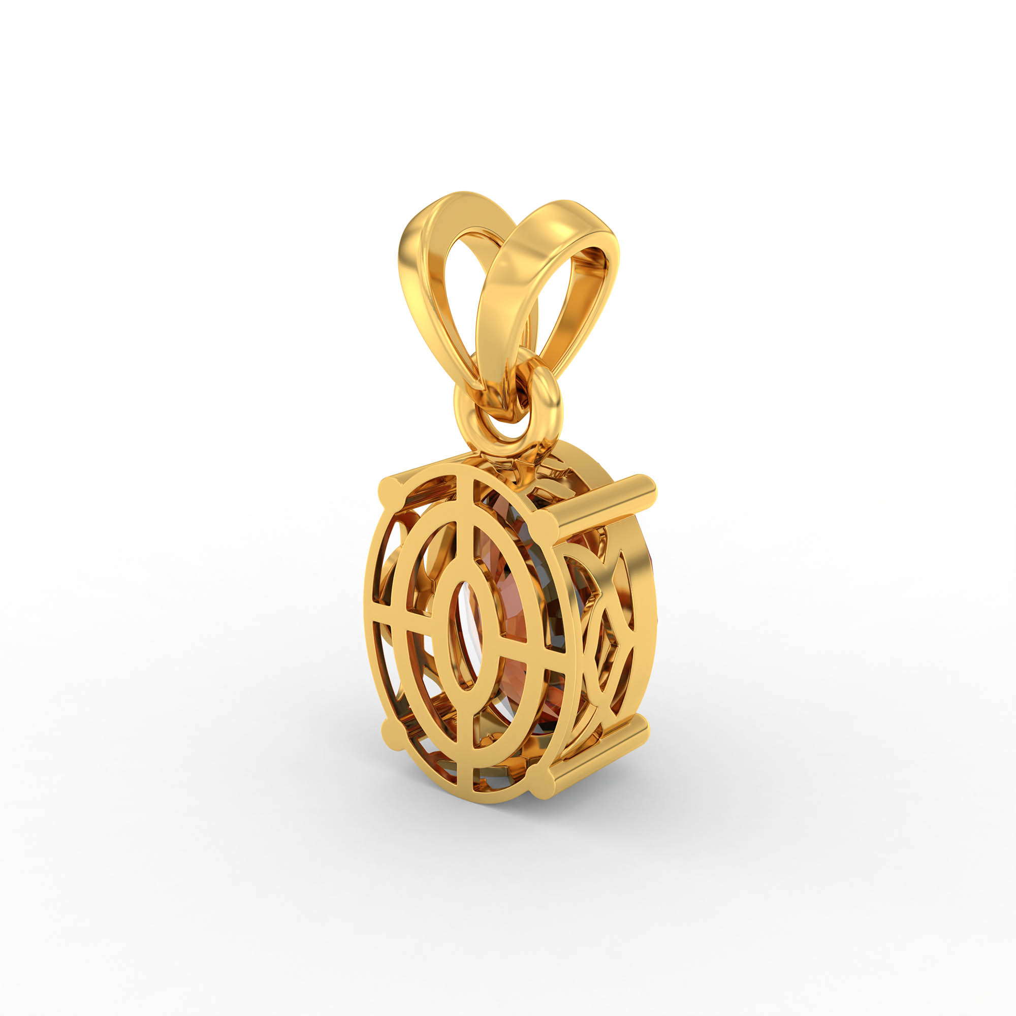 Hessonite (Gomed) Pendant in 22K Yellow Gold – Oval 8x6 mm, Prong Setting, 1 g (Design K1-2) thumbnail