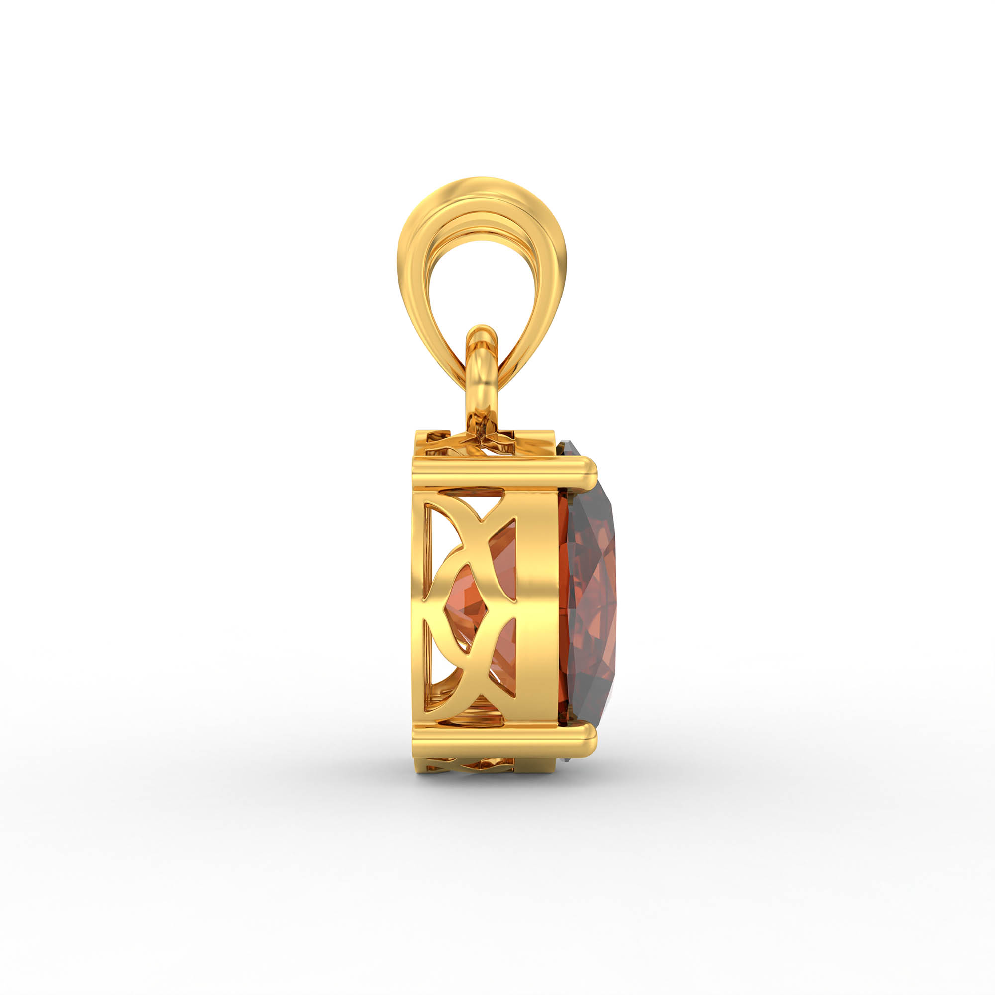 Hessonite (Gomed) Pendant in 22K Yellow Gold – Oval 8x6 mm, Prong Setting, 1 g (Design K1-2) thumbnail