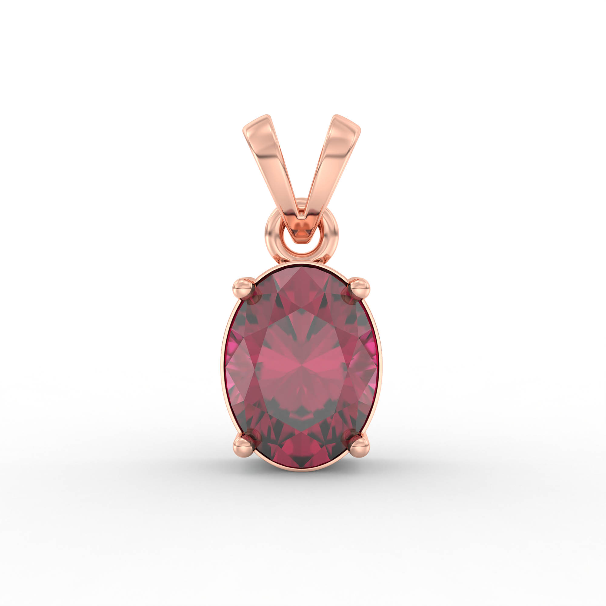 Ruby (Manik) Pendant in 18K Rose Gold – Oval 8x6 mm, Prong Setting, 1 g (Design K1-2) thumbnail