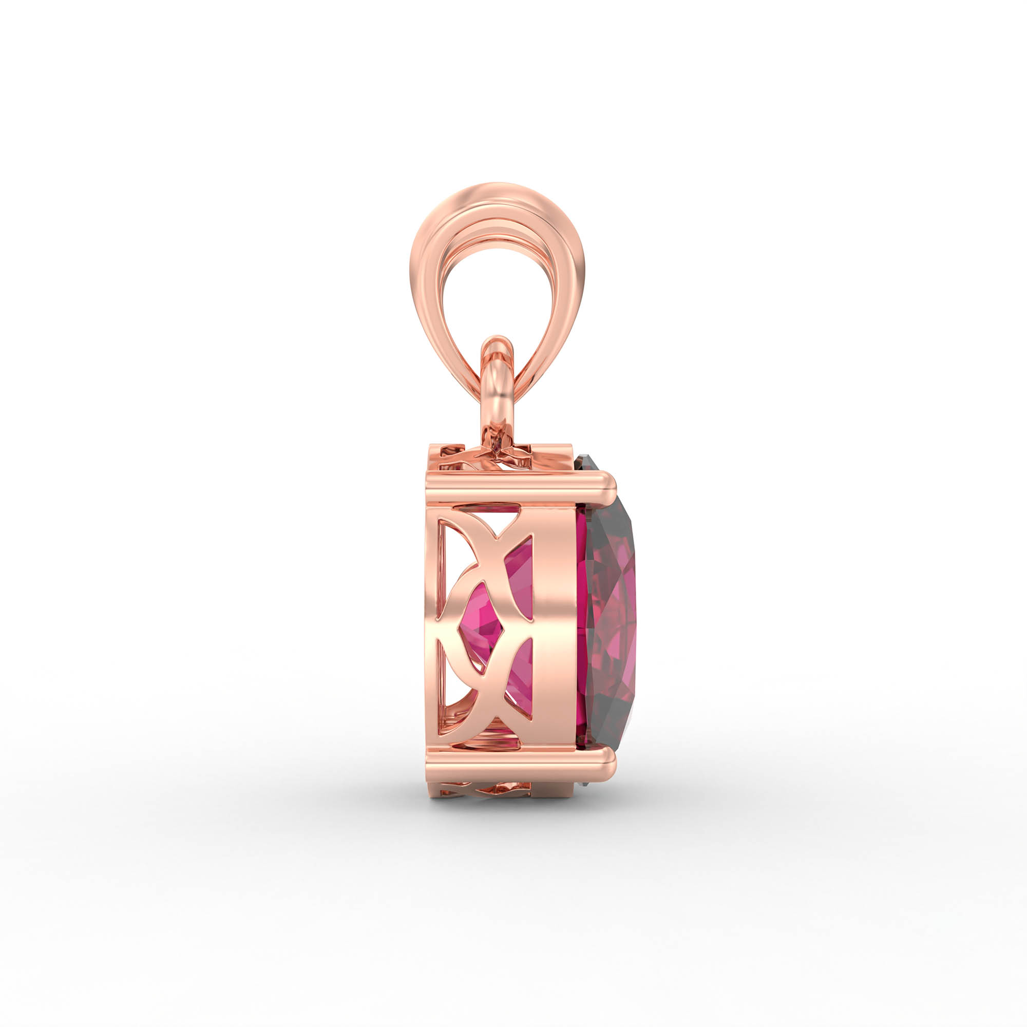Ruby (Manik) Pendant in 18K Rose Gold – Oval 8x6 mm, Prong Setting, 1 g (Design K1-2) thumbnail