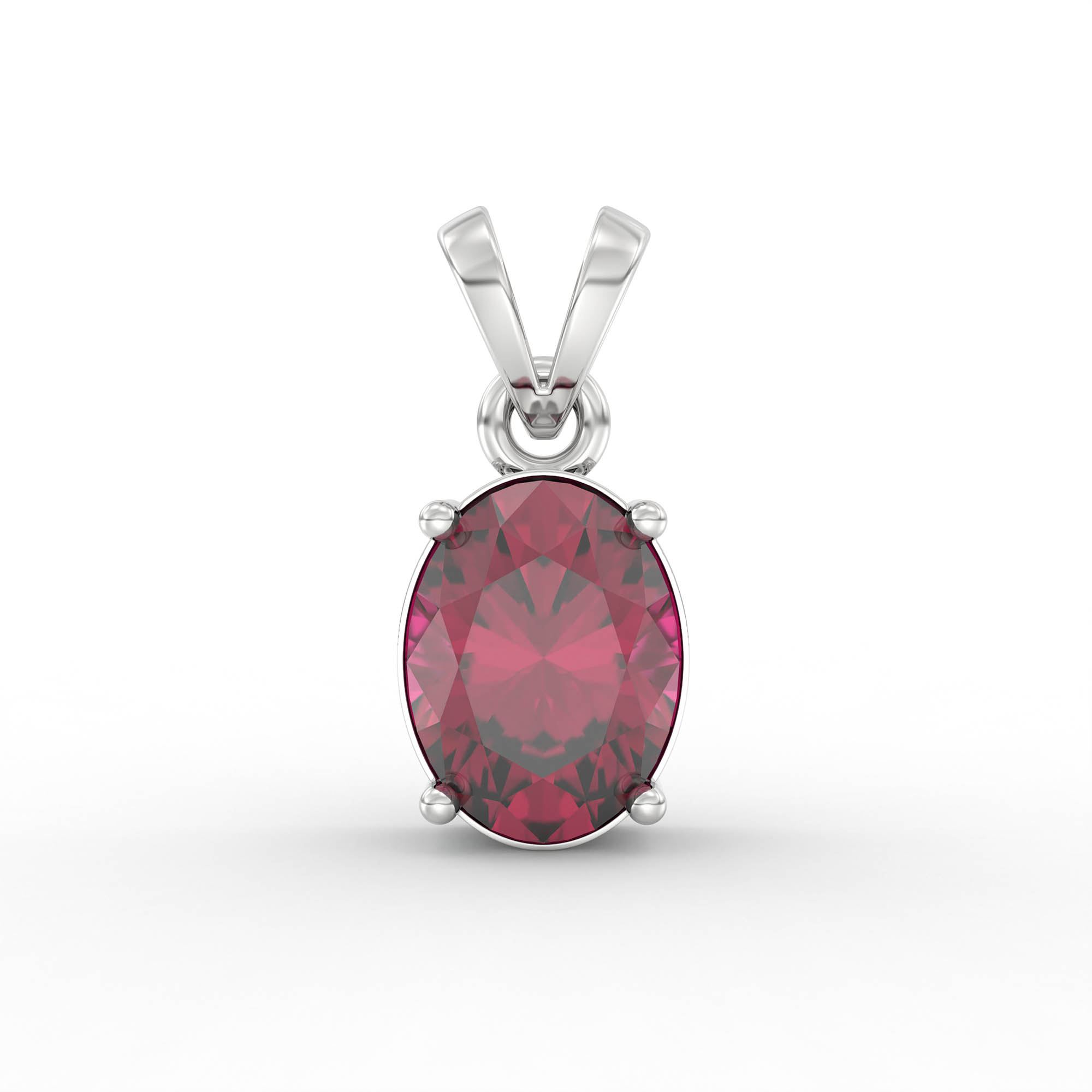 Ruby (Manik) Pendant in 18K White Gold – Oval 8x6 mm, Prong Setting, 1 g (Design K1-2) thumbnail
