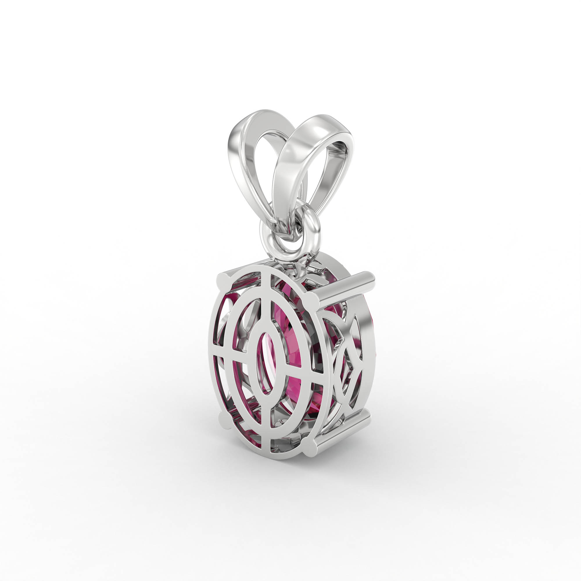 Ruby (Manik) Pendant in 18K White Gold – Oval 8x6 mm, Prong Setting, 1 g (Design K1-2) thumbnail