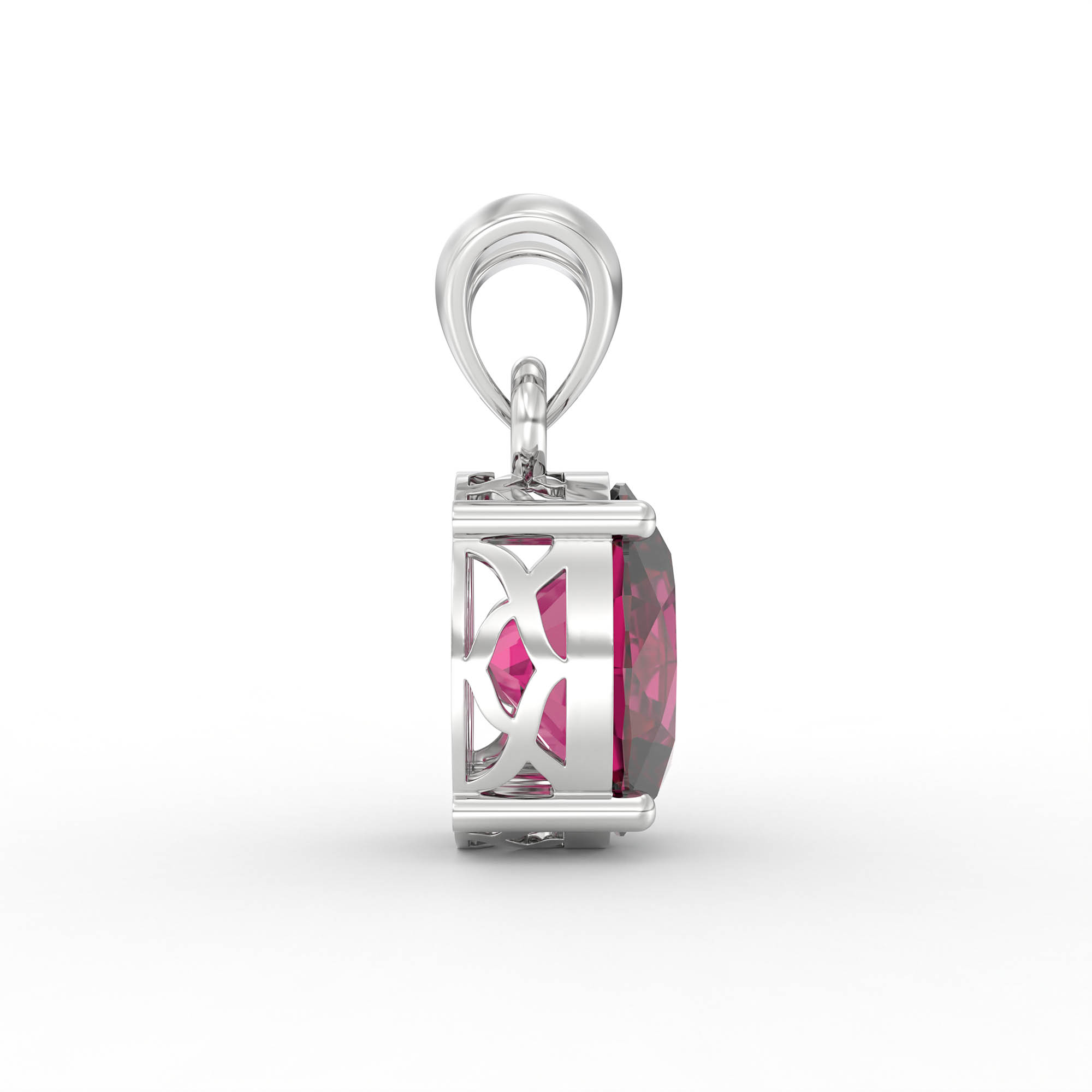 Ruby (Manik) Pendant in 18K White Gold – Oval 8x6 mm, Prong Setting, 1 g (Design K1-2) thumbnail