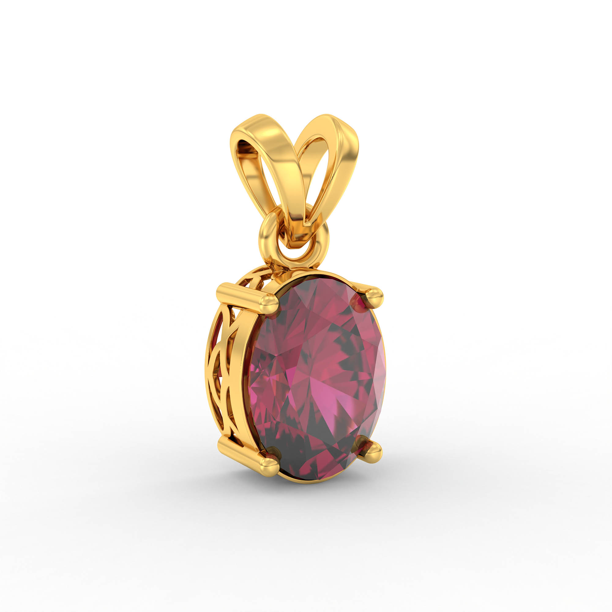 Ruby (Manik) Pendant in 22K Yellow Gold – Oval 8x6 mm, Prong Setting, 1 g (Design K1-2) thumbnail