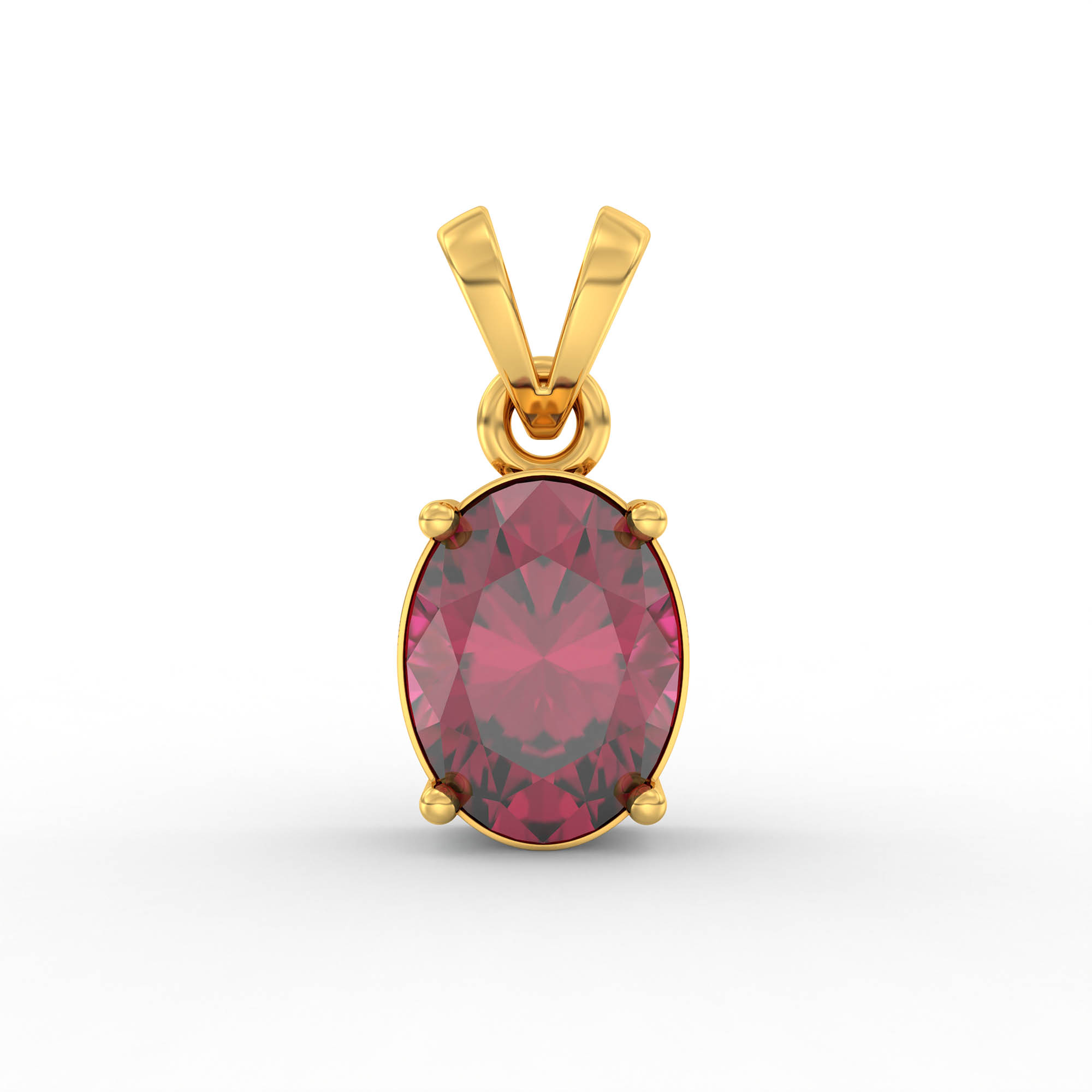 Ruby (Manik) Pendant in 22K Yellow Gold – Oval 8x6 mm, Prong Setting, 1 g (Design K1-2) thumbnail