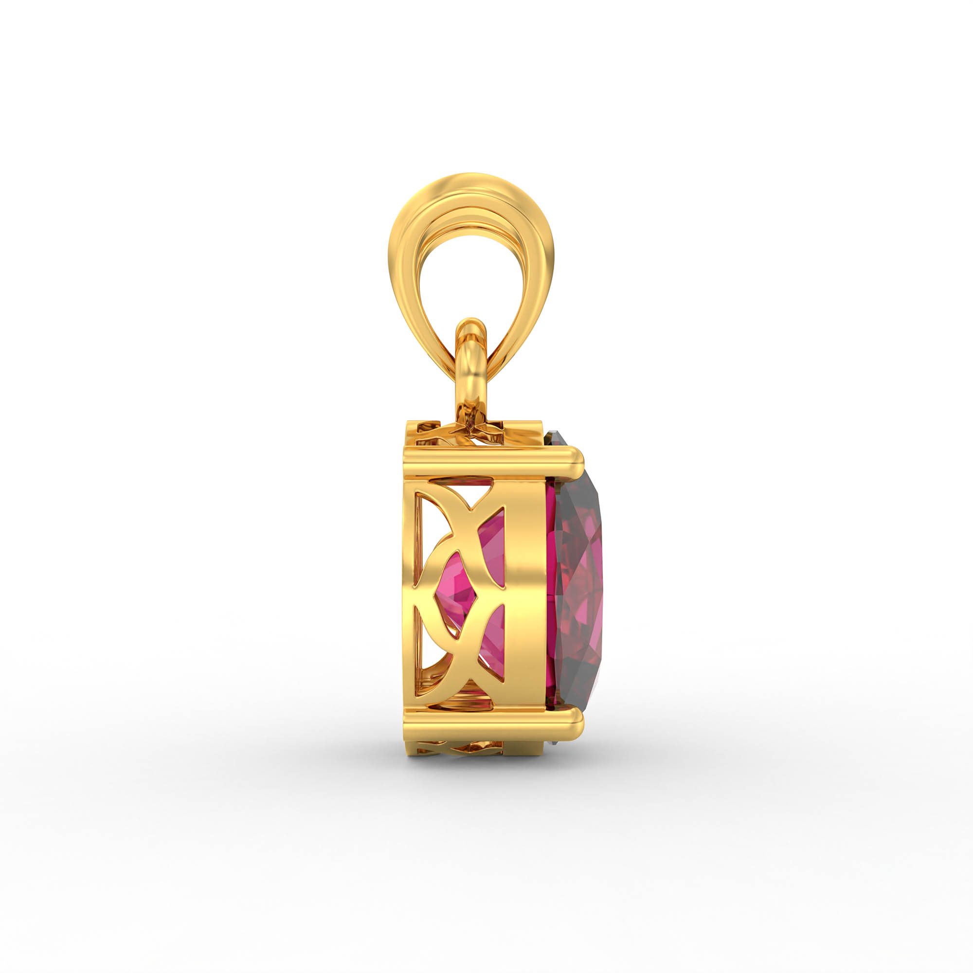 Ruby (Manik) Pendant in 22K Yellow Gold – Oval 8x6 mm, Prong Setting, 1 g (Design K1-2) thumbnail