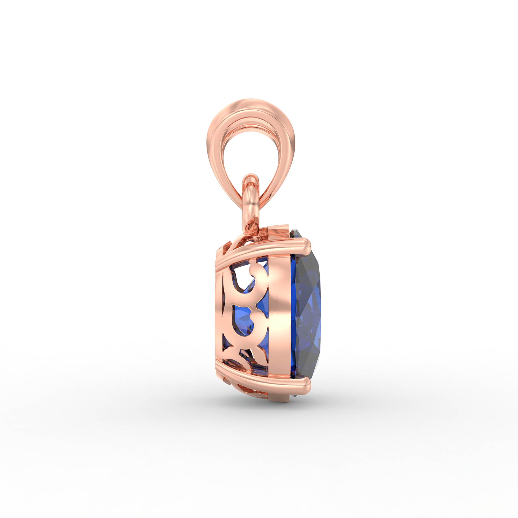 Blue Sapphire (Neelam) Pendant in 18K Rose Gold – Oval 8x6 mm, Prong Setting, 1 g (Design K1-3) thumbnail