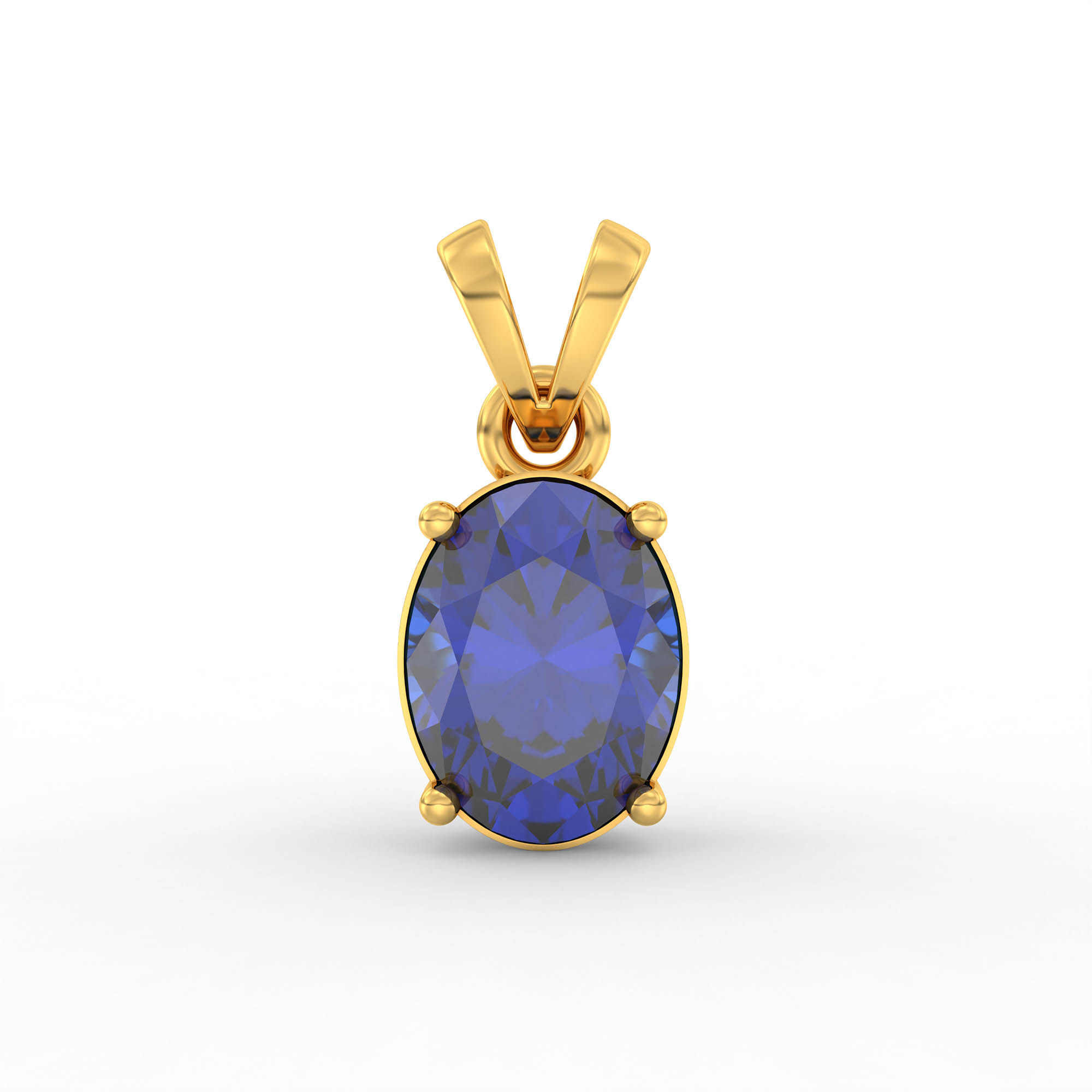 Blue Sapphire (Neelam) Pendant in 22K Yellow Gold – Oval 8x6 mm, Prong Setting, 1 g (Design K1-3) thumbnail