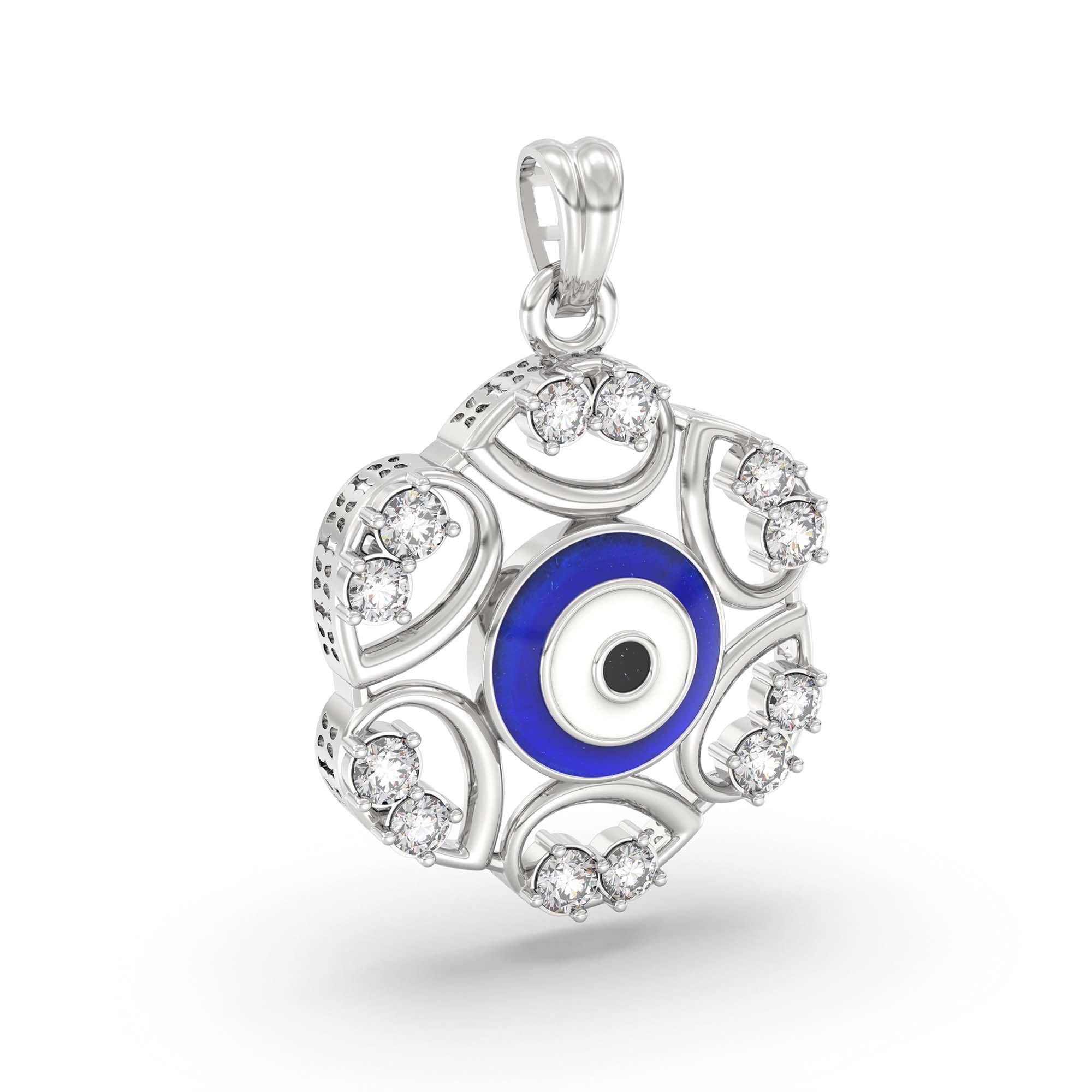 Evil Eye Pendant with Lab-Grown Diamonds in 18K White Gold – 0.37 Ct thumbnail