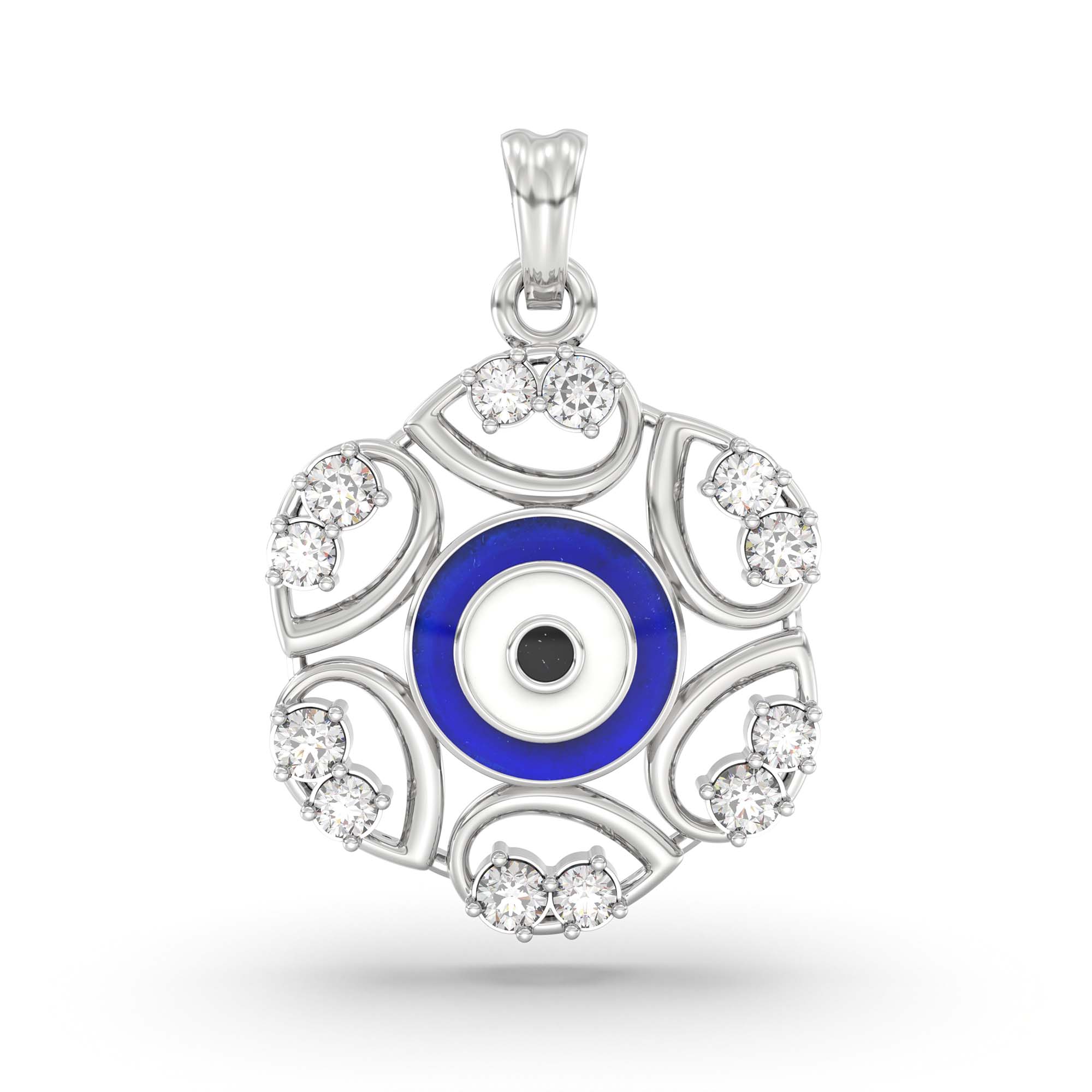 Evil Eye Pendant with Lab-Grown Diamonds in 18K White Gold – 0.37 Ct thumbnail