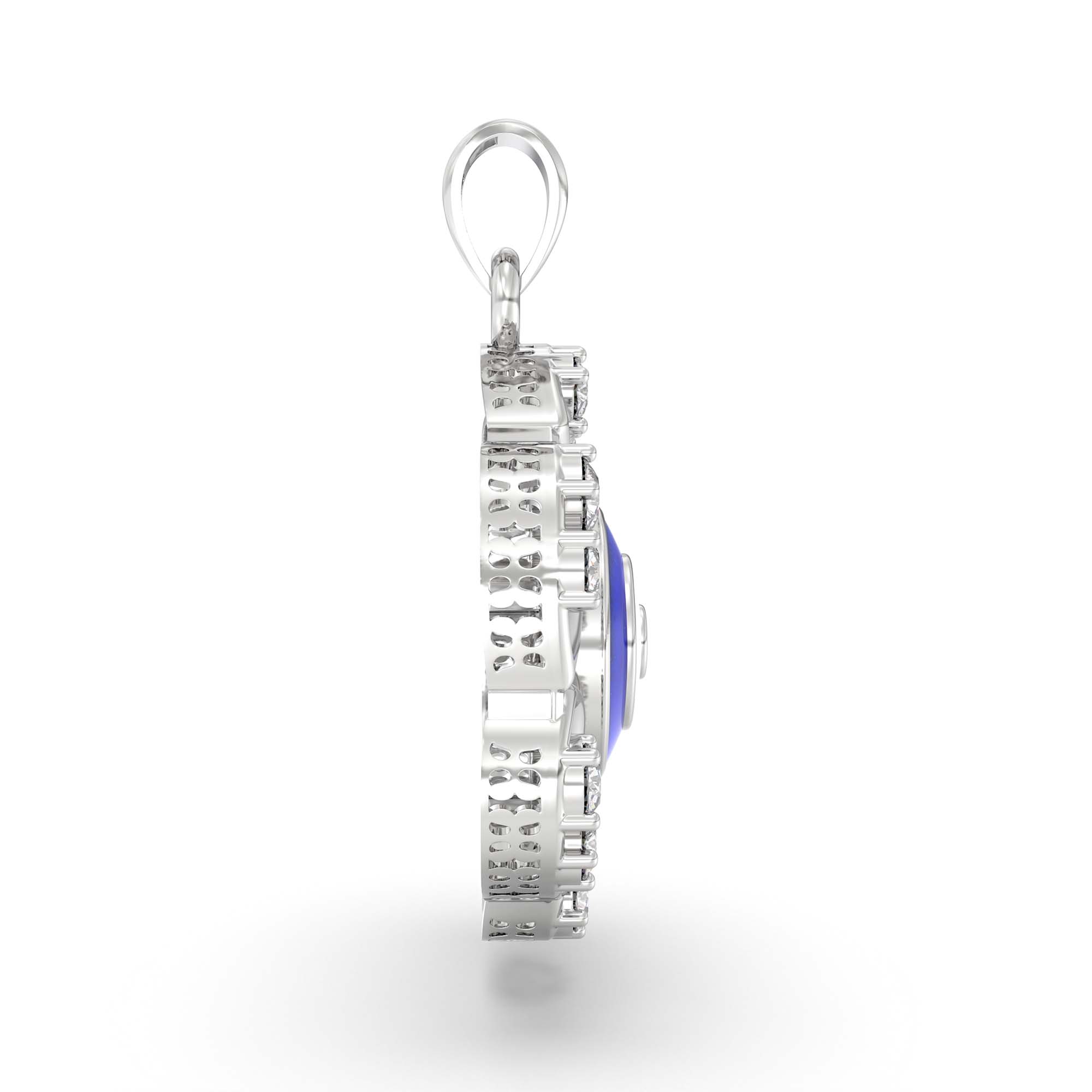 Evil Eye Pendant with Lab-Grown Diamonds in 18K White Gold – 0.37 Ct thumbnail