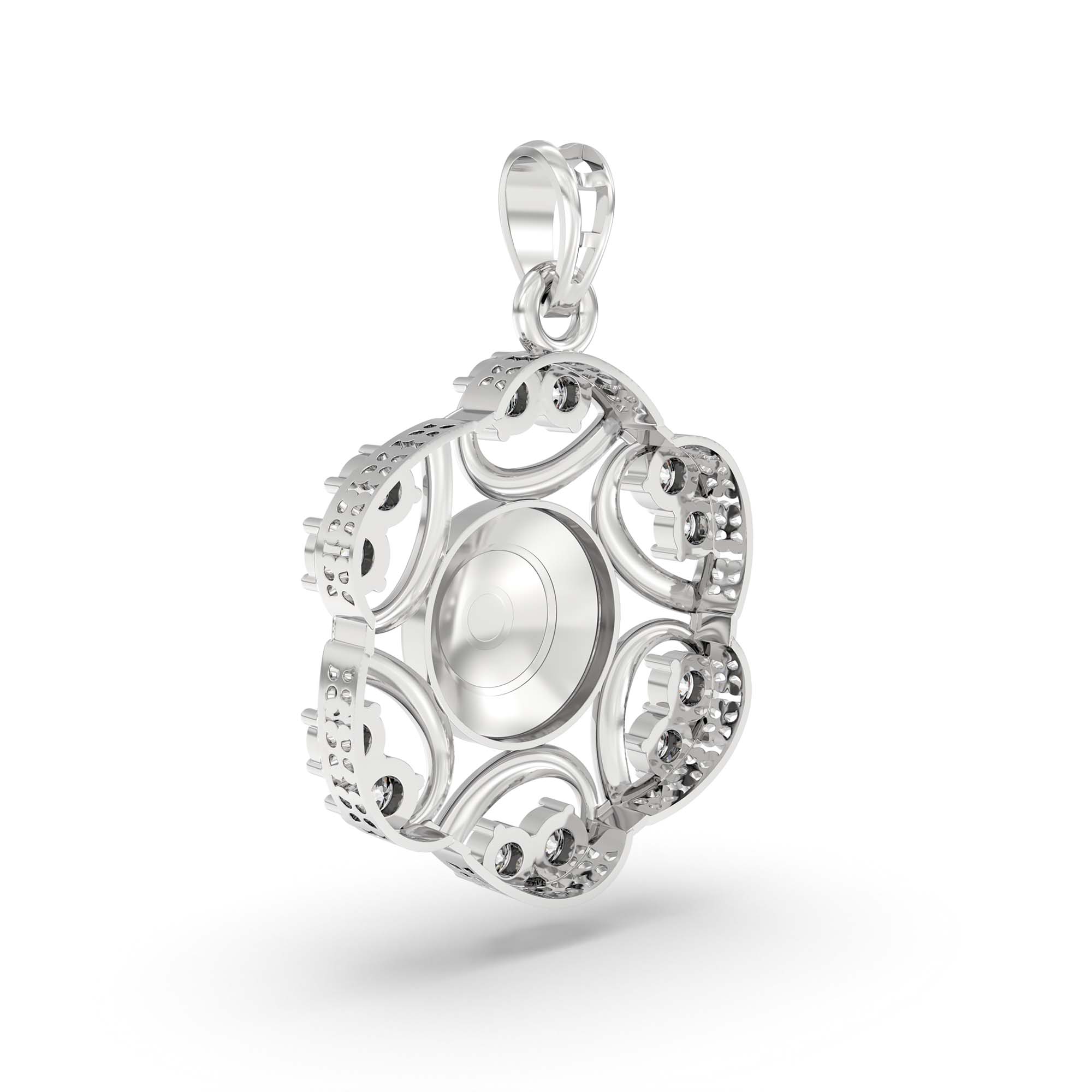 Evil Eye Pendant with Lab-Grown Diamonds in 18K White Gold – 0.37 Ct thumbnail