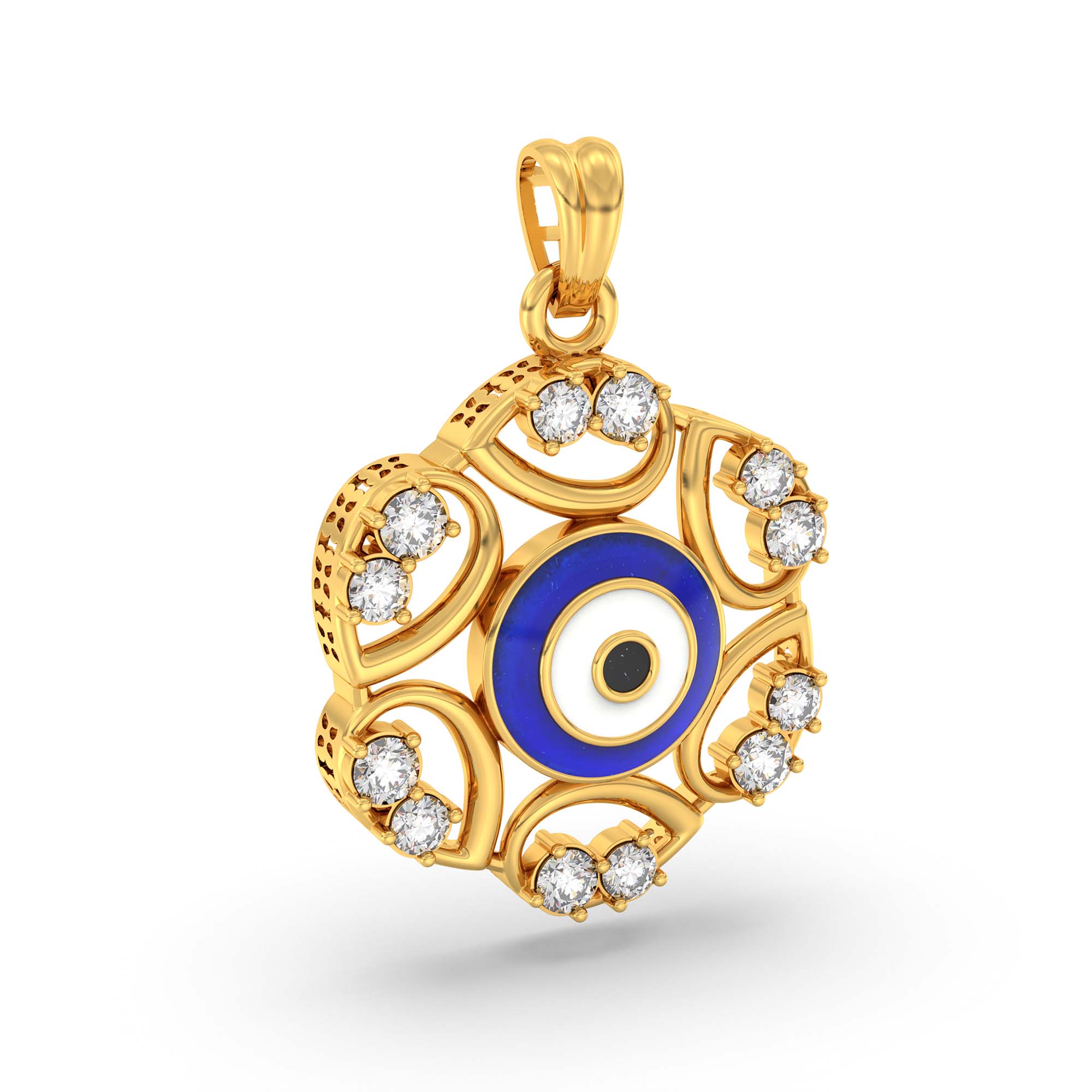 Evil Eye Pendant with Lab-Grown Diamonds in 22K Yellow Gold – 0.37 Ct thumbnail