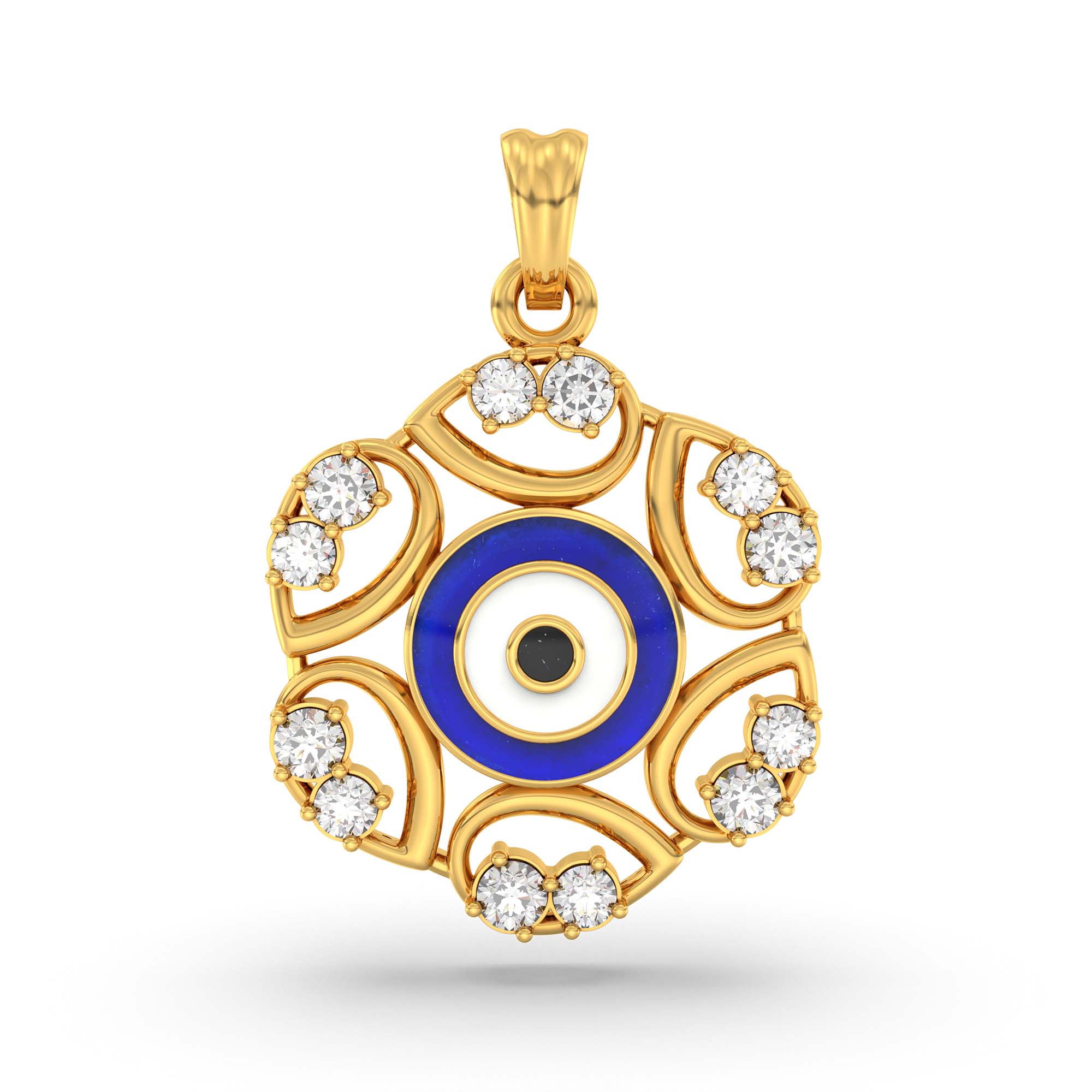 Evil Eye Pendant with Lab-Grown Diamonds in 22K Yellow Gold – 0.37 Ct thumbnail