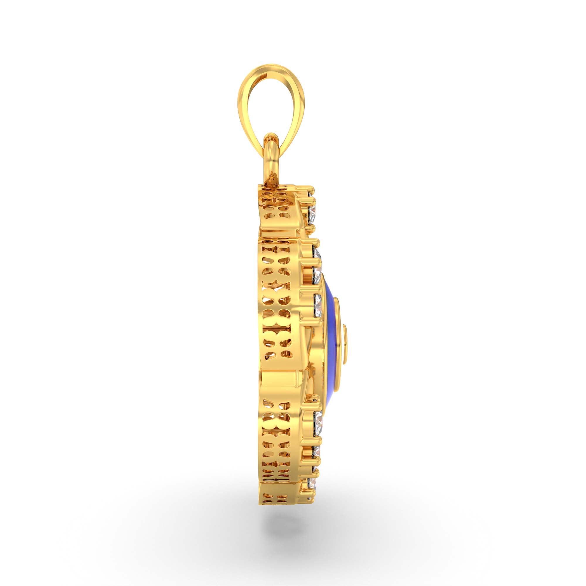 Evil Eye Pendant with Lab-Grown Diamonds in 22K Yellow Gold – 0.37 Ct thumbnail