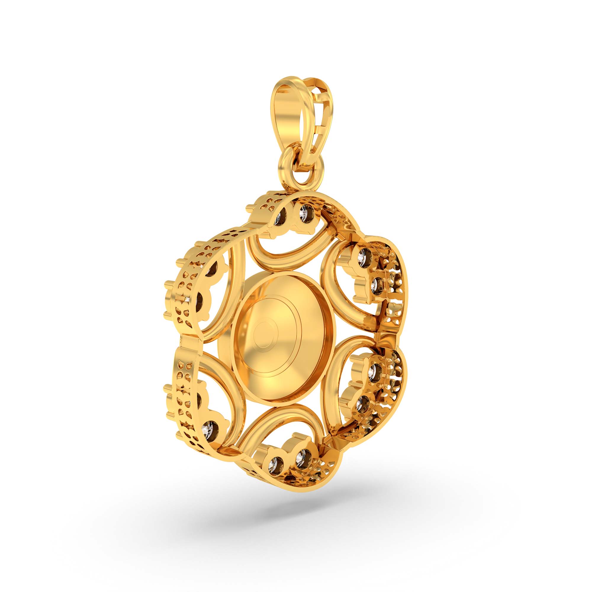 Evil Eye Pendant with Lab-Grown Diamonds in 22K Yellow Gold – 0.37 Ct thumbnail