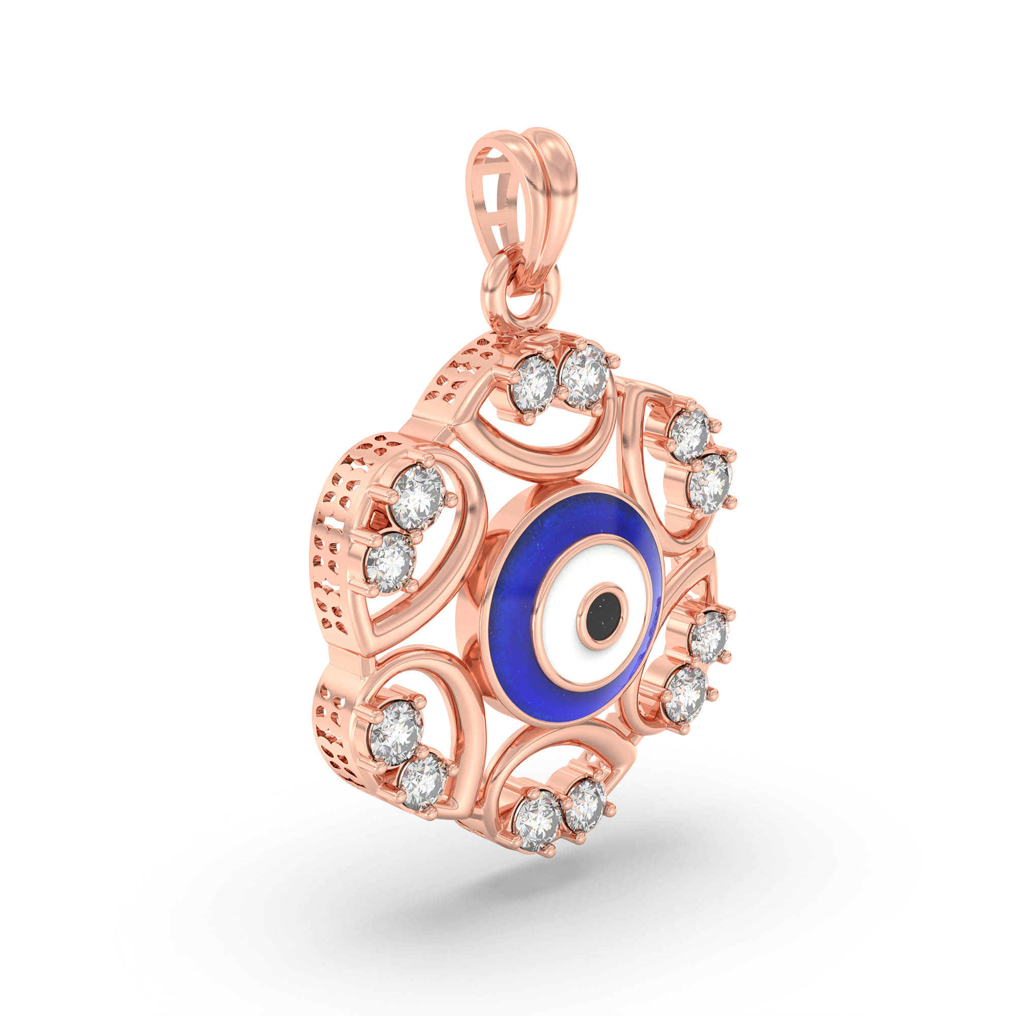 Evil Eye Pendant with Lab-Grown Diamonds in 18K Rose Gold – 0.15 Ct, 2.2 g thumbnail