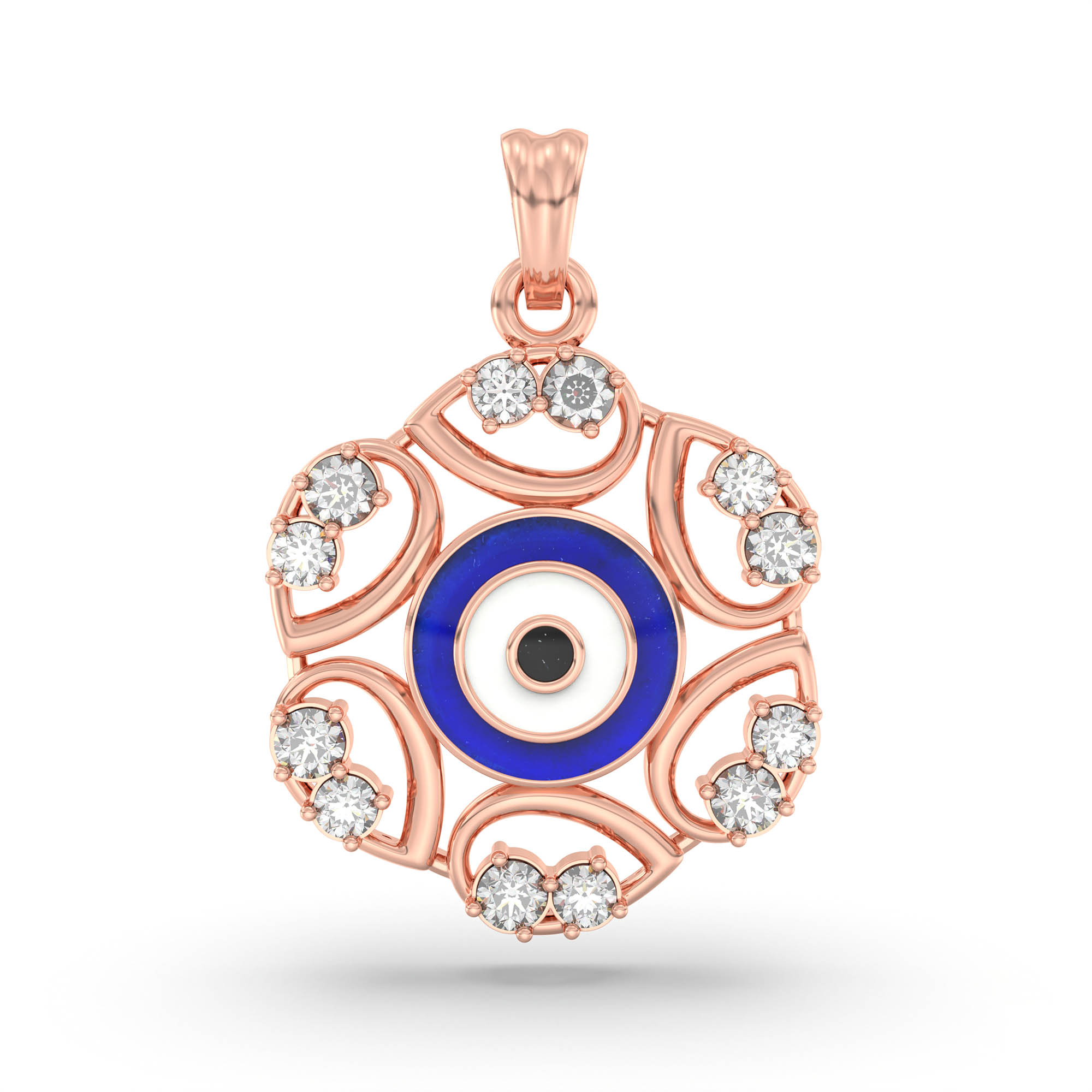 Evil Eye Pendant with Lab-Grown Diamonds in 18K Rose Gold – 0.15 Ct, 2.2 g thumbnail