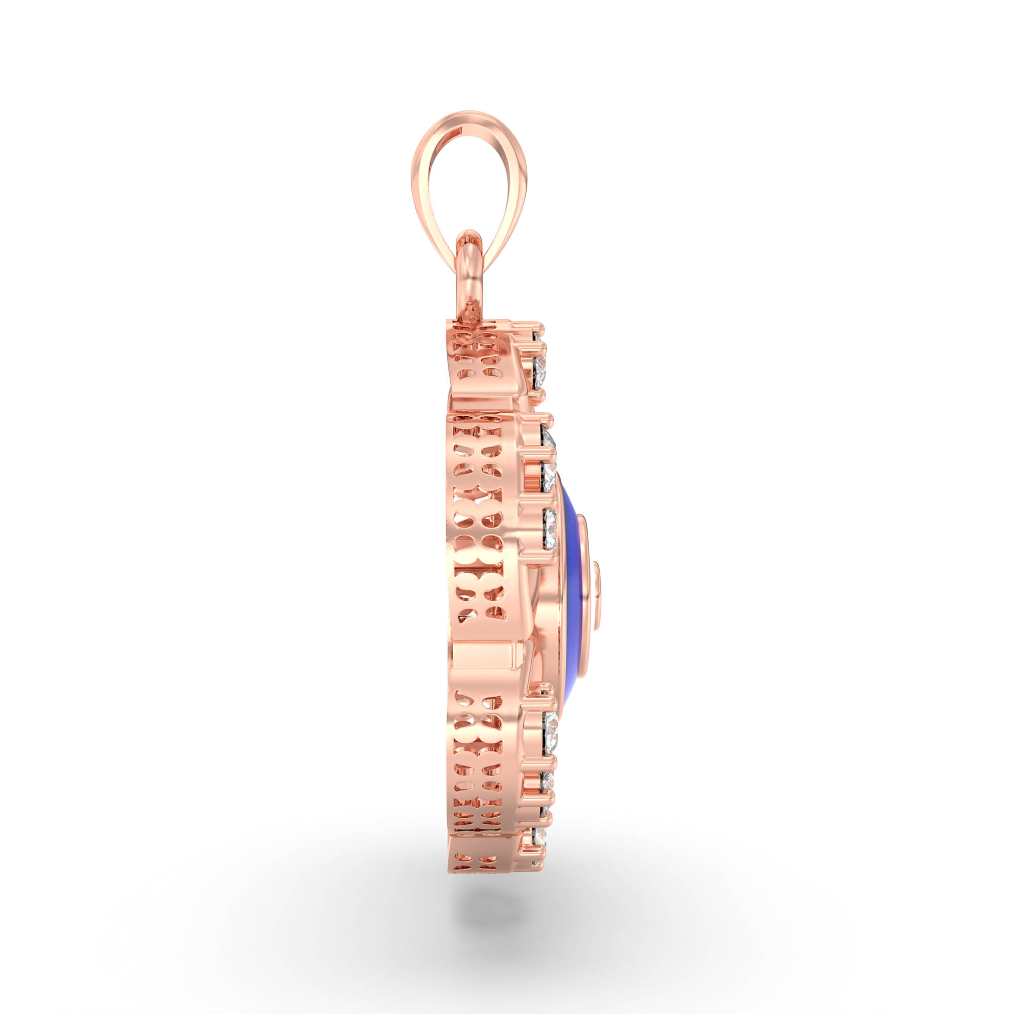 Evil Eye Pendant with Lab-Grown Diamonds in 18K Rose Gold – 0.15 Ct, 2.2 g thumbnail