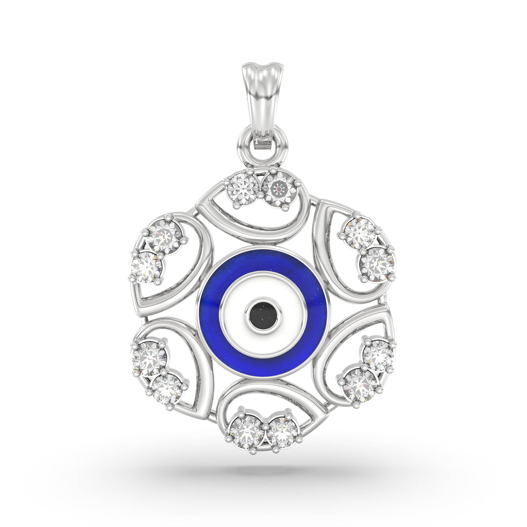 Evil Eye Pendant with Lab-Grown Diamonds in 18K White Gold – 0.15 Ct, 2.2 g thumbnail