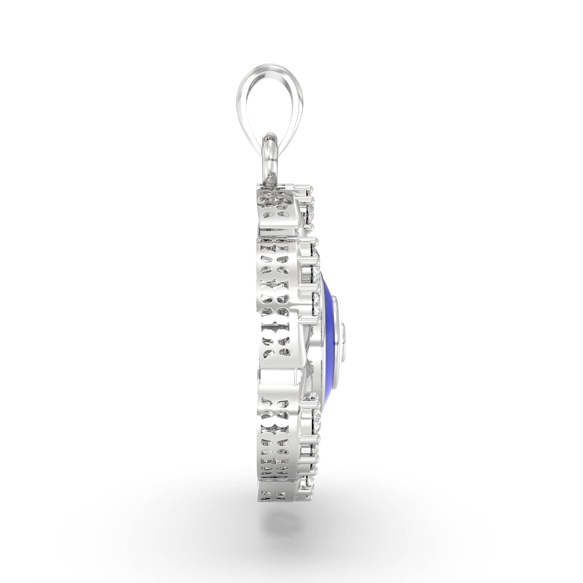 Evil Eye Pendant with Lab-Grown Diamonds in 18K White Gold – 0.15 Ct, 2.2 g thumbnail