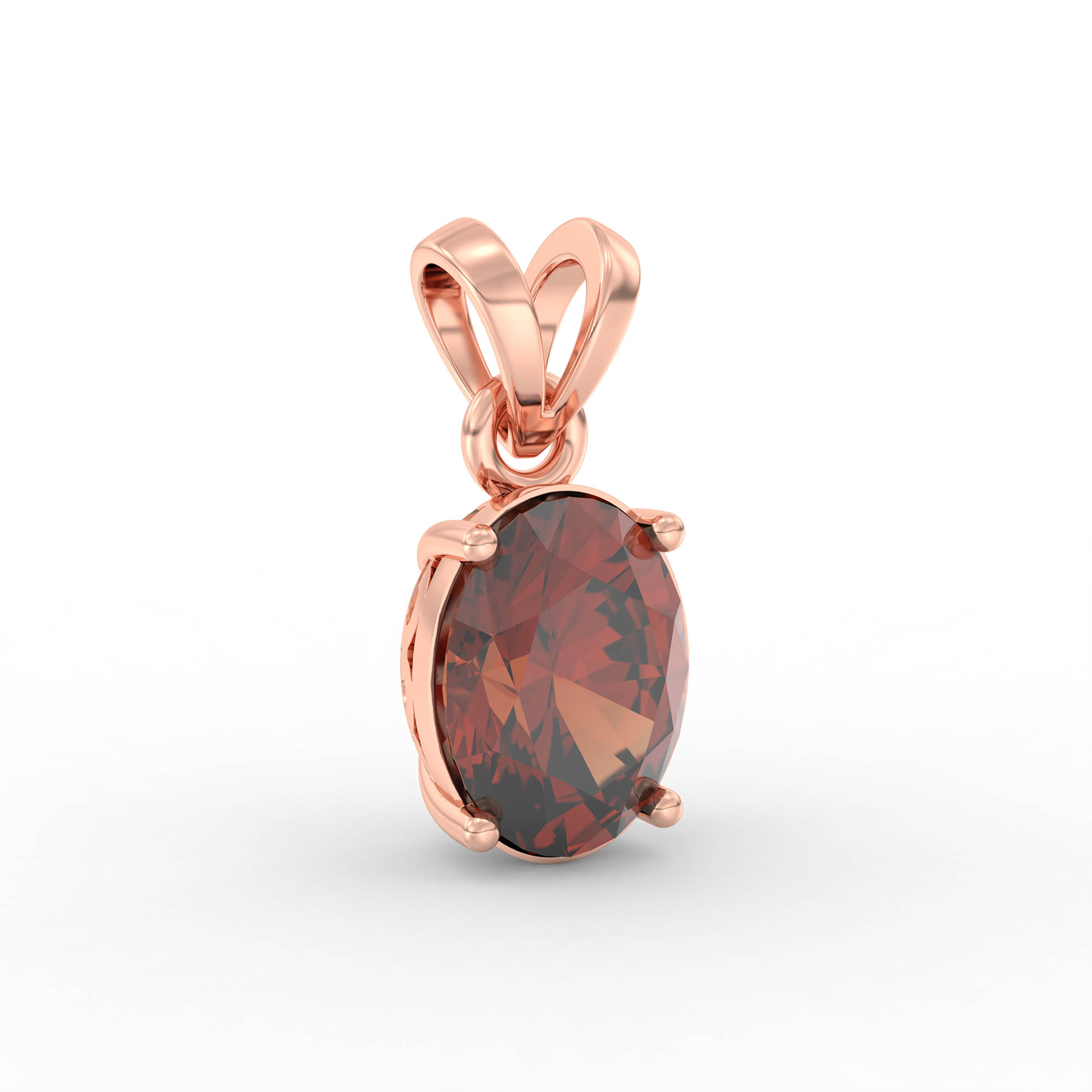 Hessonite (Gomed) Pendant in 18K Rose Gold – Oval 8x6 mm, Prong Setting, 1 g (Design K1-3) thumbnail