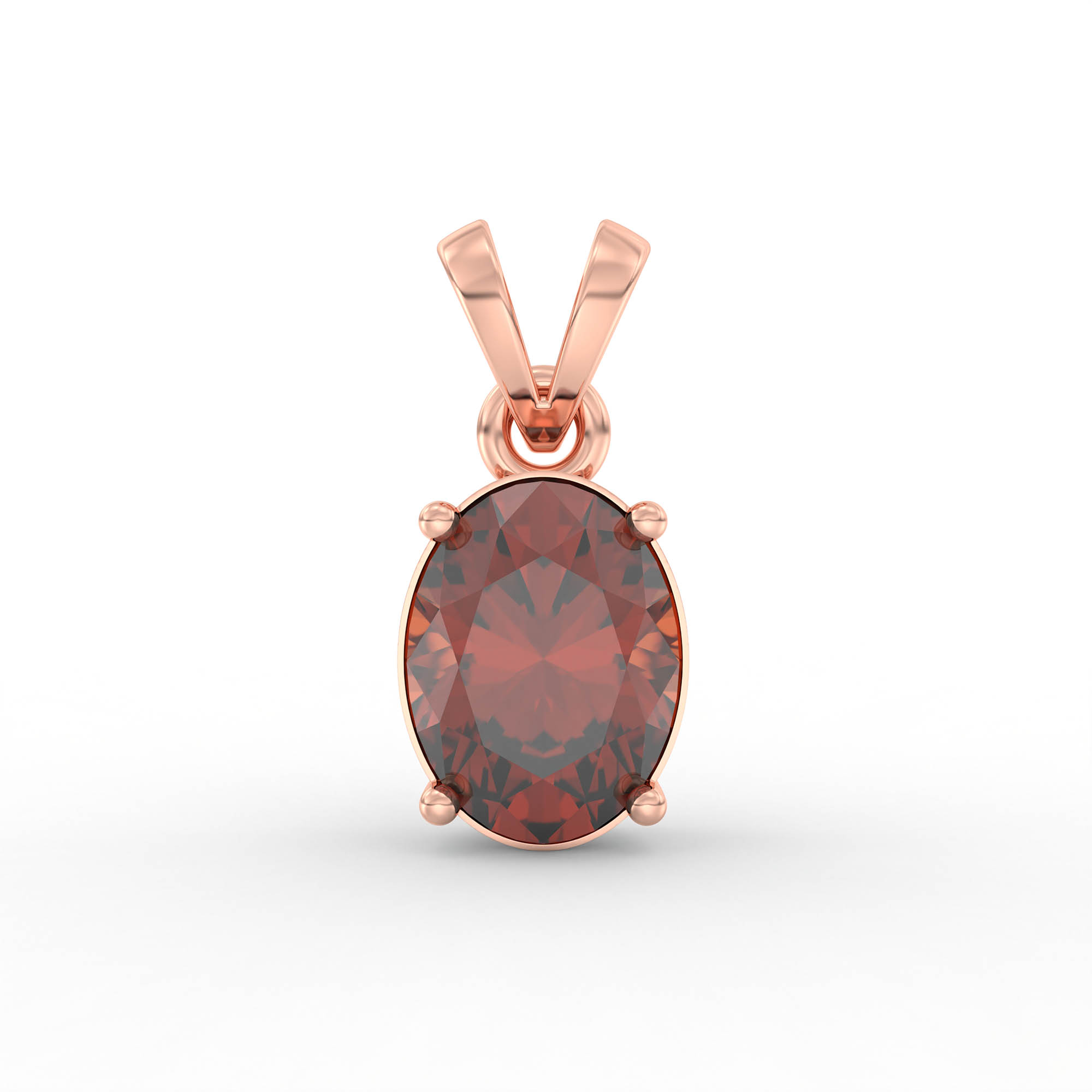 Hessonite (Gomed) Pendant in 18K Rose Gold – Oval 8x6 mm, Prong Setting, 1 g (Design K1-3) thumbnail