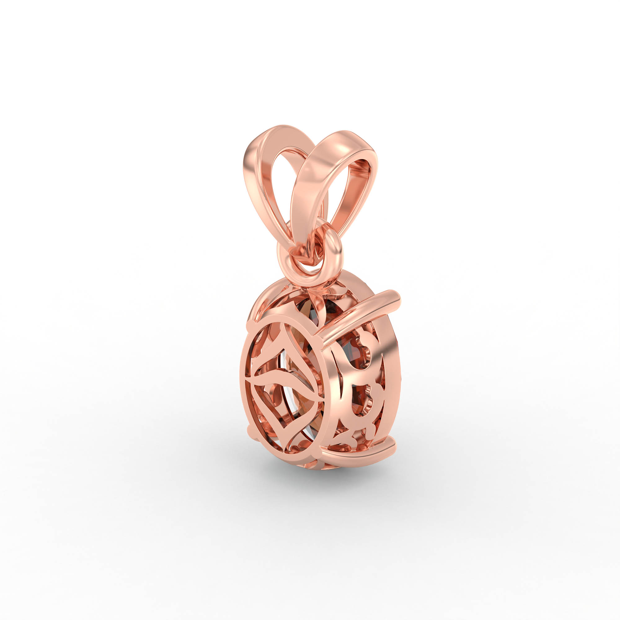 Hessonite (Gomed) Pendant in 18K Rose Gold – Oval 8x6 mm, Prong Setting, 1 g (Design K1-3) thumbnail