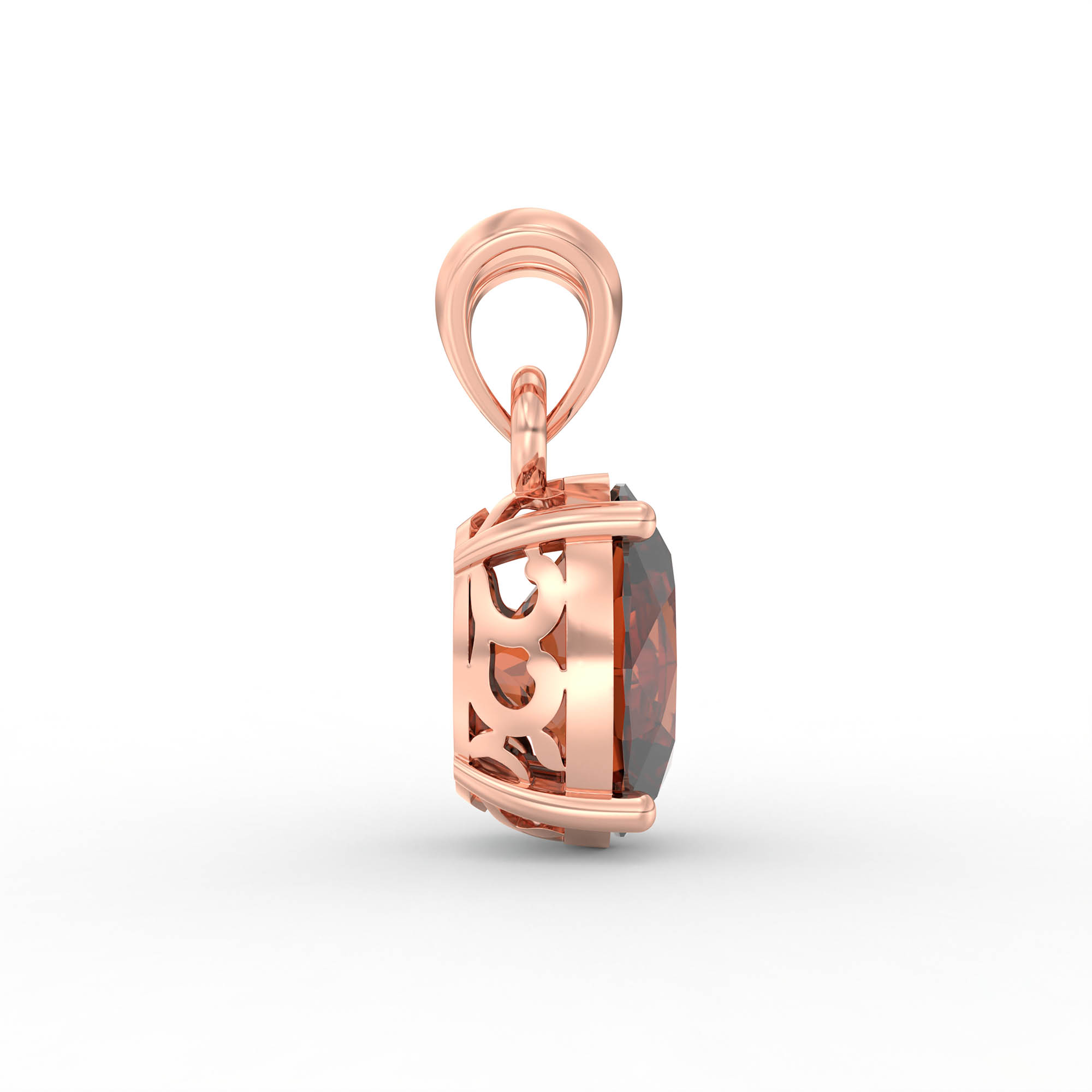 Hessonite (Gomed) Pendant in 18K Rose Gold – Oval 8x6 mm, Prong Setting, 1 g (Design K1-3) thumbnail