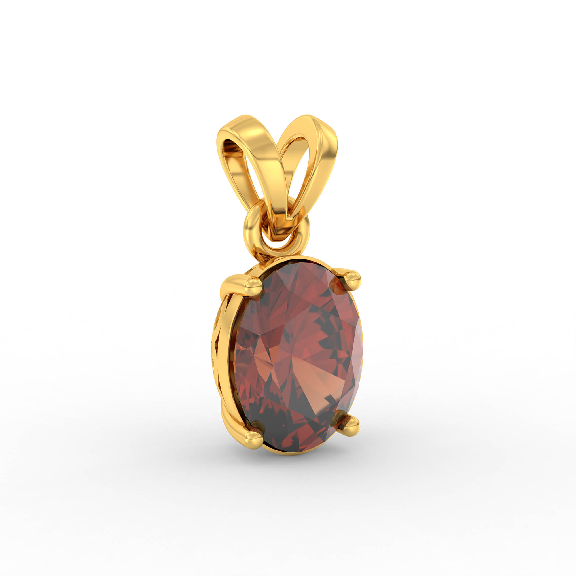 Hessonite (Gomed) Pendant in 22K Yellow Gold – Oval 8x6 mm, Prong Setting, 1 g (Design K1-3) thumbnail