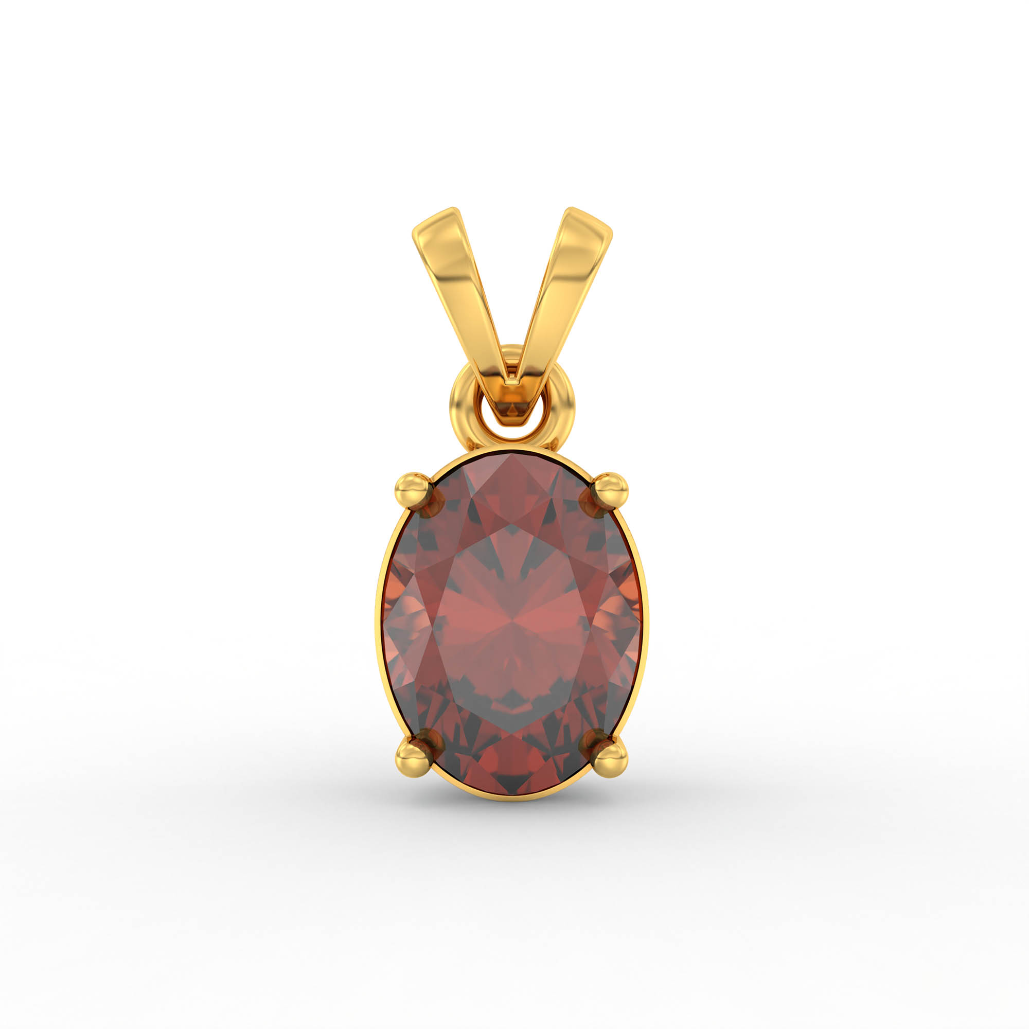 Hessonite (Gomed) Pendant in 22K Yellow Gold – Oval 8x6 mm, Prong Setting, 1 g (Design K1-3) thumbnail