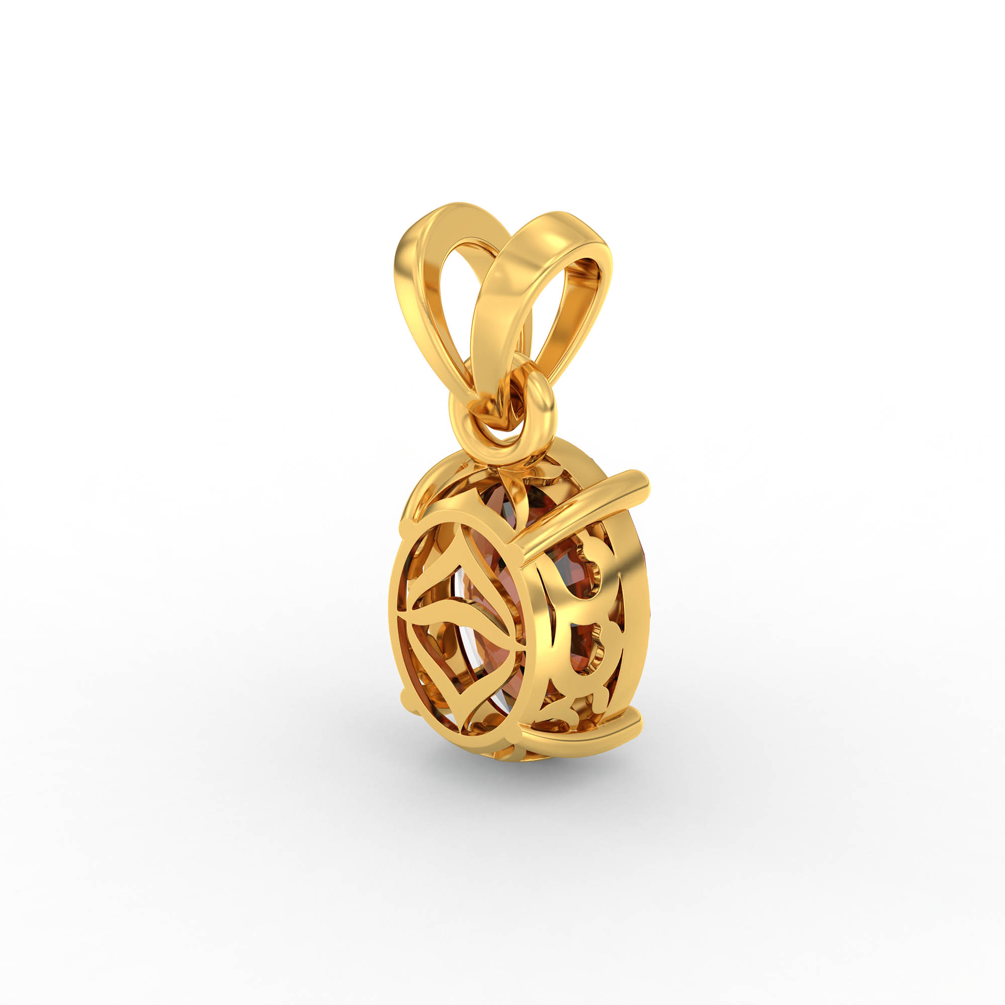 Hessonite (Gomed) Pendant in 22K Yellow Gold – Oval 8x6 mm, Prong Setting, 1 g (Design K1-3) thumbnail