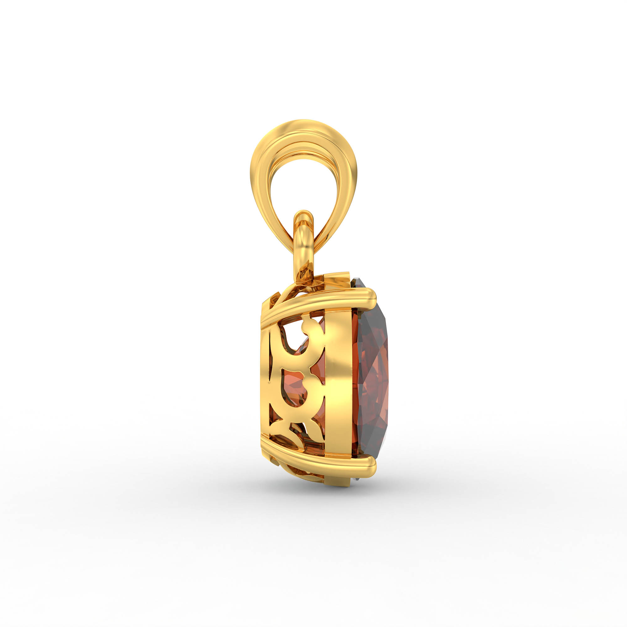 Hessonite (Gomed) Pendant in 22K Yellow Gold – Oval 8x6 mm, Prong Setting, 1 g (Design K1-3) thumbnail