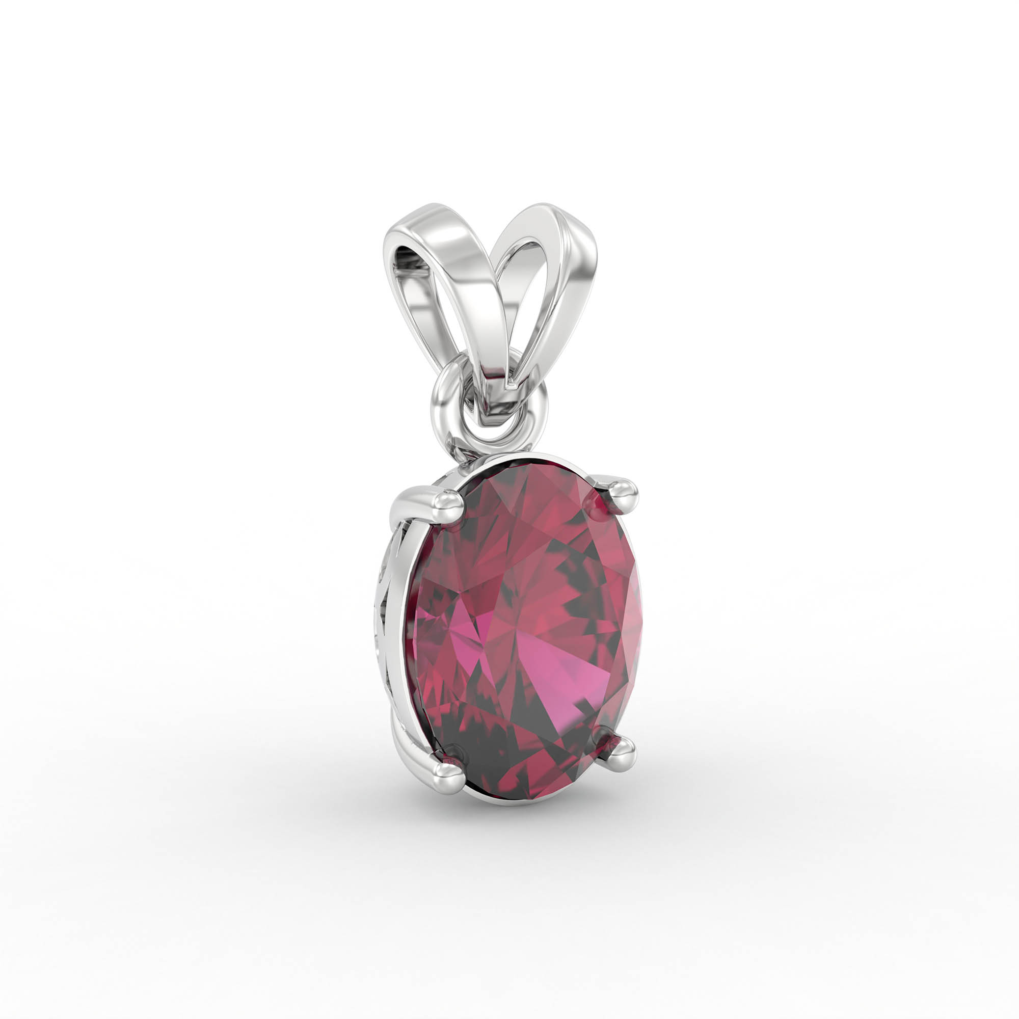 Ruby (Manik) Pendant in 18K White Gold – Oval 8x6 mm, Prong Setting, 1 g (Design K1-3) thumbnail