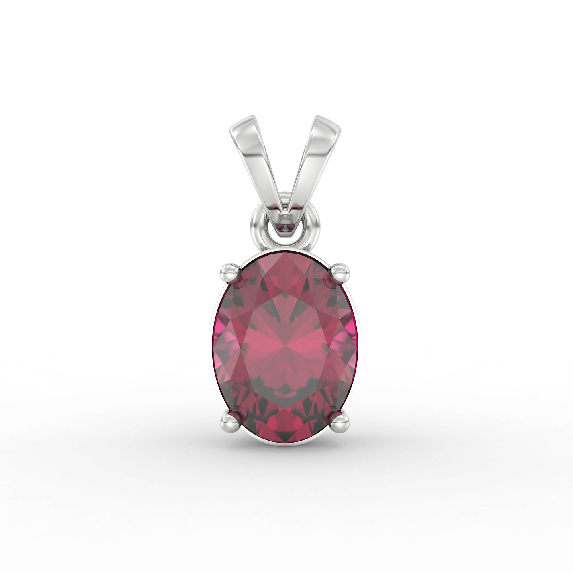 Ruby (Manik) Pendant in 18K White Gold – Oval 8x6 mm, Prong Setting, 1 g (Design K1-3) thumbnail