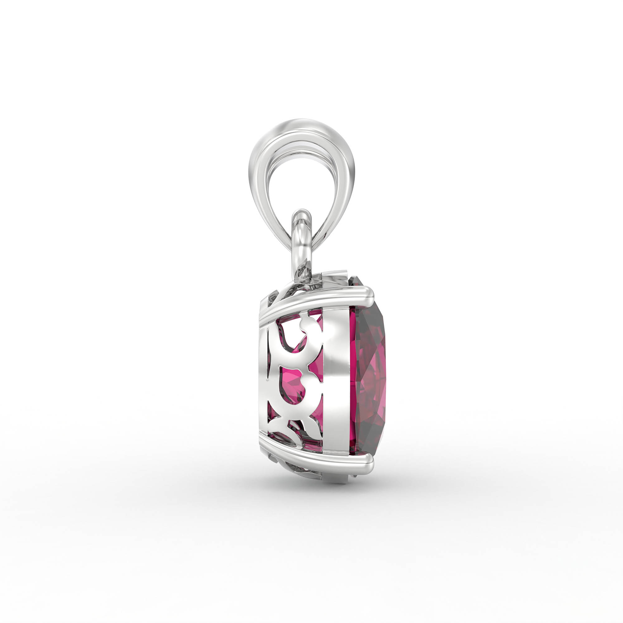 Ruby (Manik) Pendant in 18K White Gold – Oval 8x6 mm, Prong Setting, 1 g (Design K1-3) thumbnail