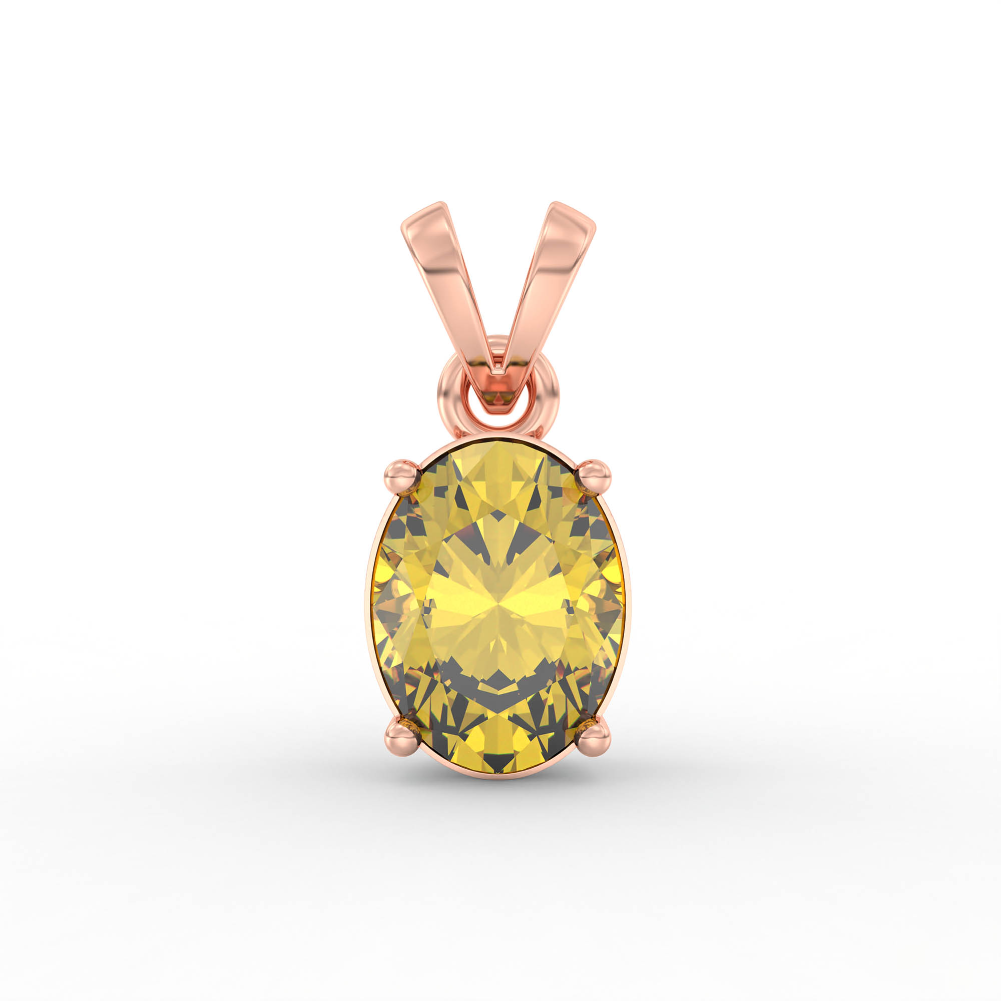 Yellow Sapphire (Pukhraj) Pendant in 18K Rose Gold – Oval 8x6 mm, Prong Setting, 1 g (Design K1-3) thumbnail