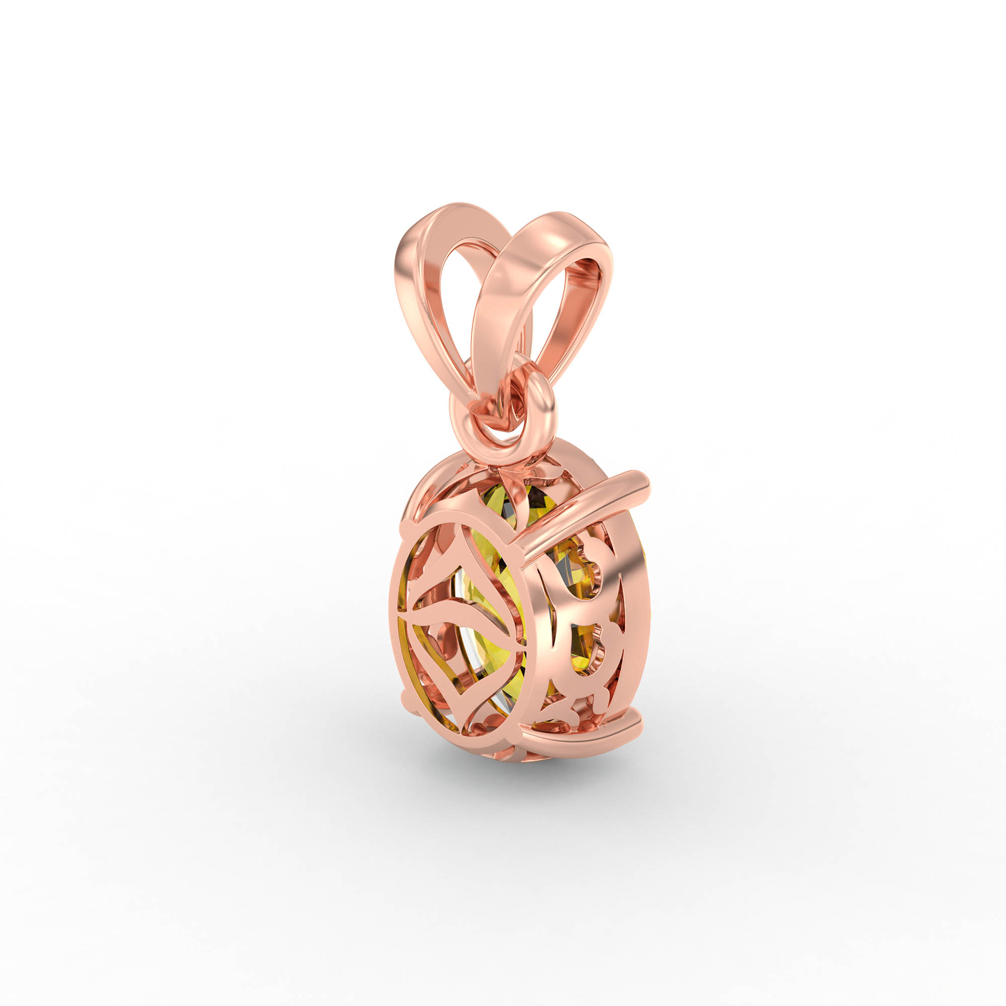 Yellow Sapphire (Pukhraj) Pendant in 18K Rose Gold – Oval 8x6 mm, Prong Setting, 1 g (Design K1-3) thumbnail