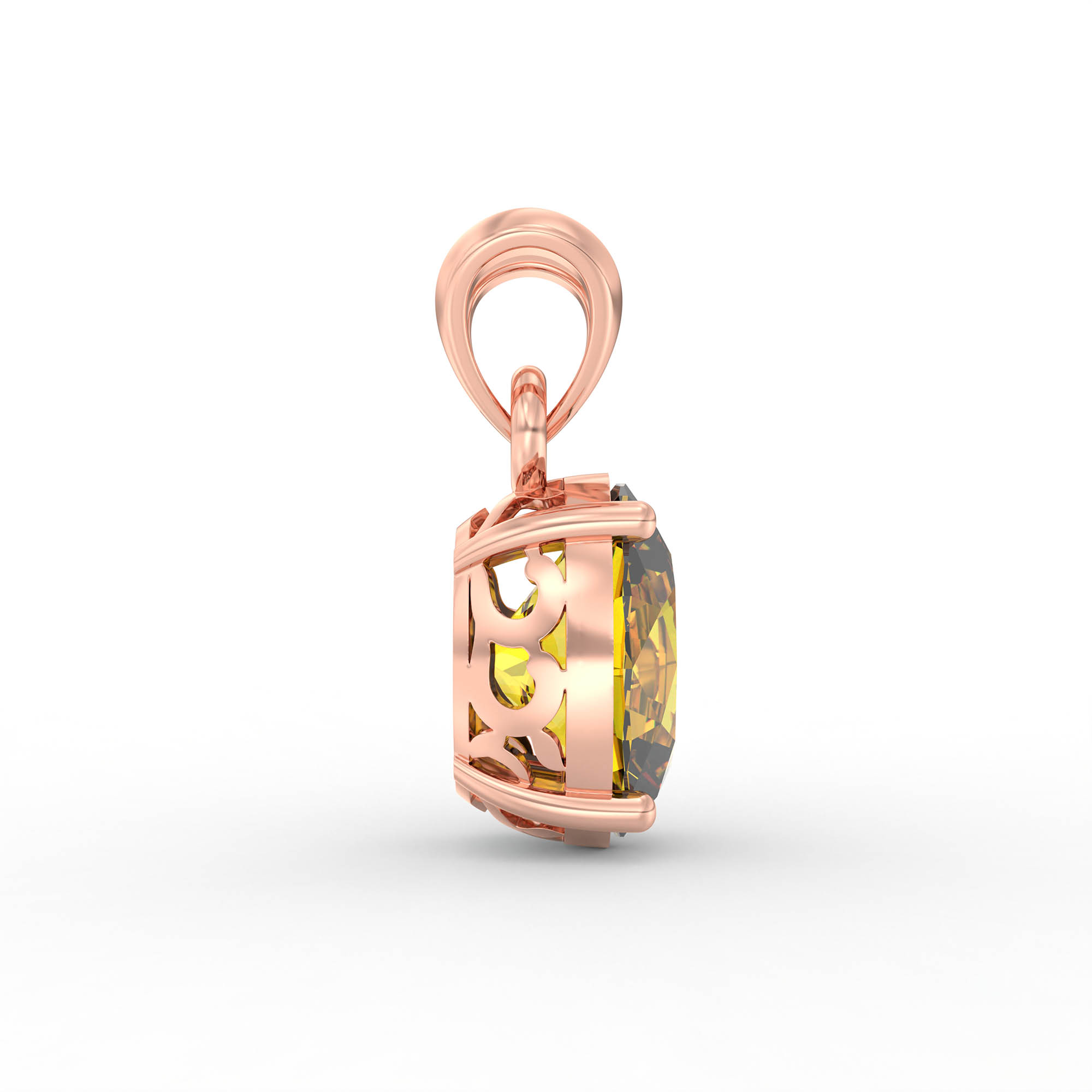 Yellow Sapphire (Pukhraj) Pendant in 18K Rose Gold – Oval 8x6 mm, Prong Setting, 1 g (Design K1-3) thumbnail