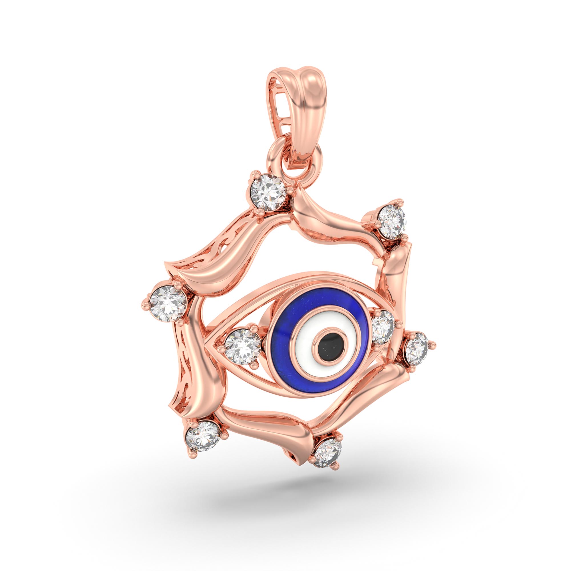 Evil Eye Pendant with Lab-Grown Diamonds in 18K Rose Gold – 0.22 Ct, 1.8 g thumbnail
