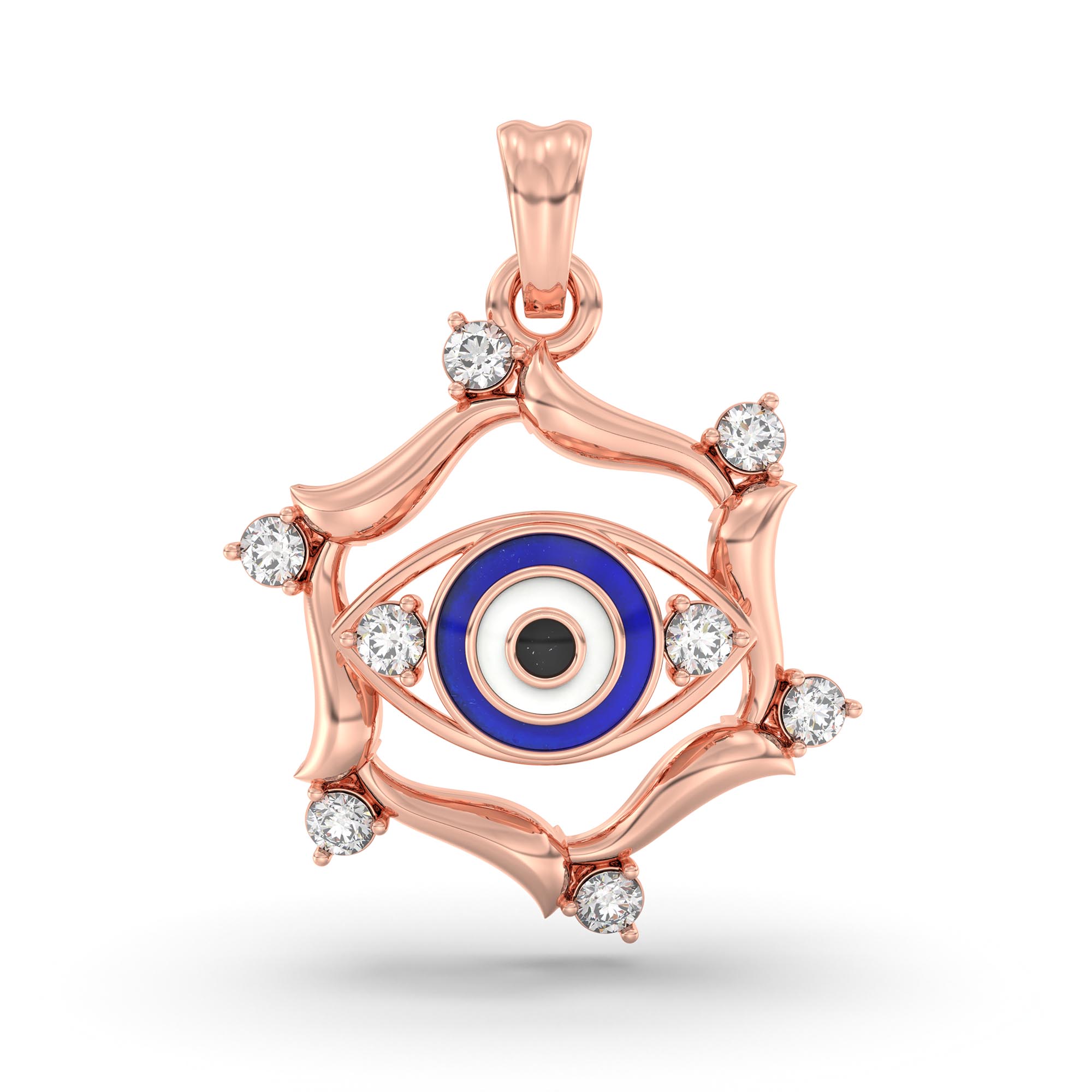 Evil Eye Pendant with Lab-Grown Diamonds in 18K Rose Gold – 0.22 Ct, 1.8 g thumbnail