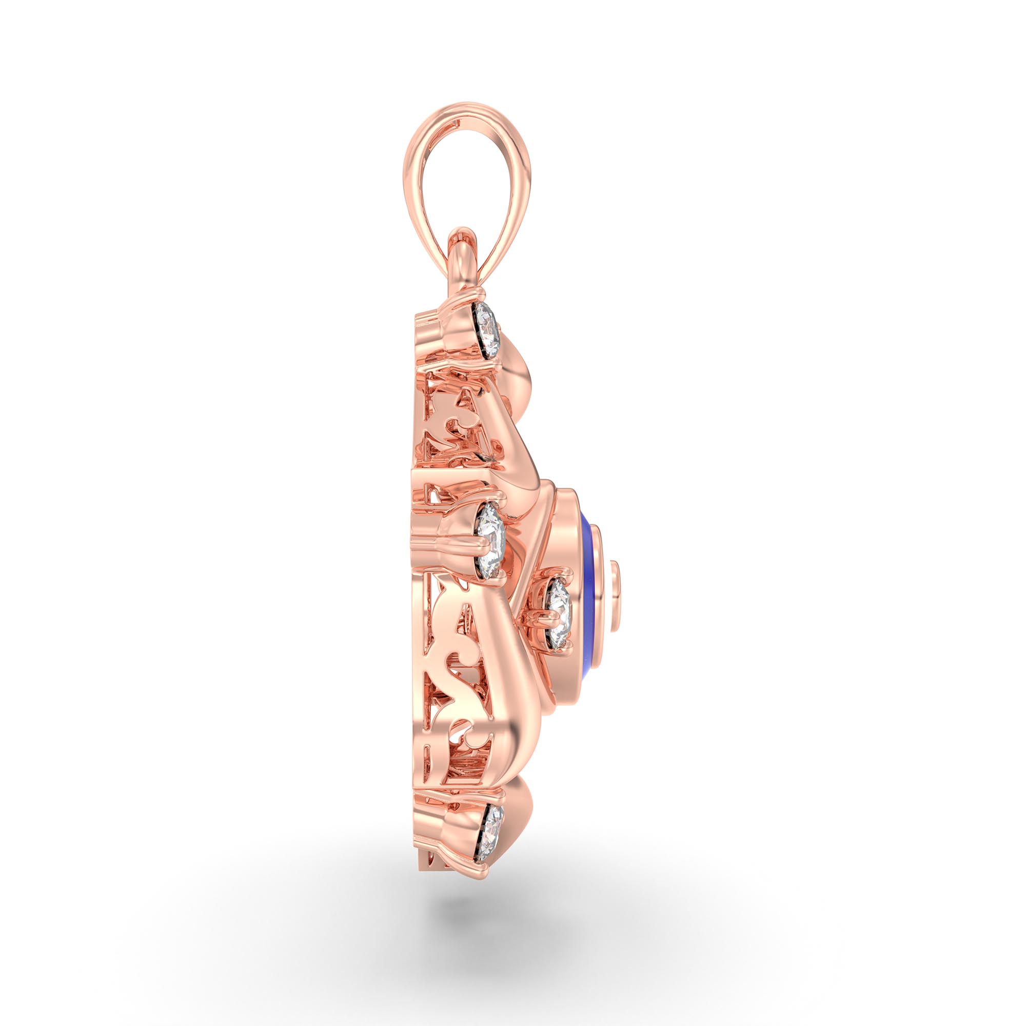 Evil Eye Pendant with Lab-Grown Diamonds in 18K Rose Gold – 0.22 Ct, 1.8 g thumbnail