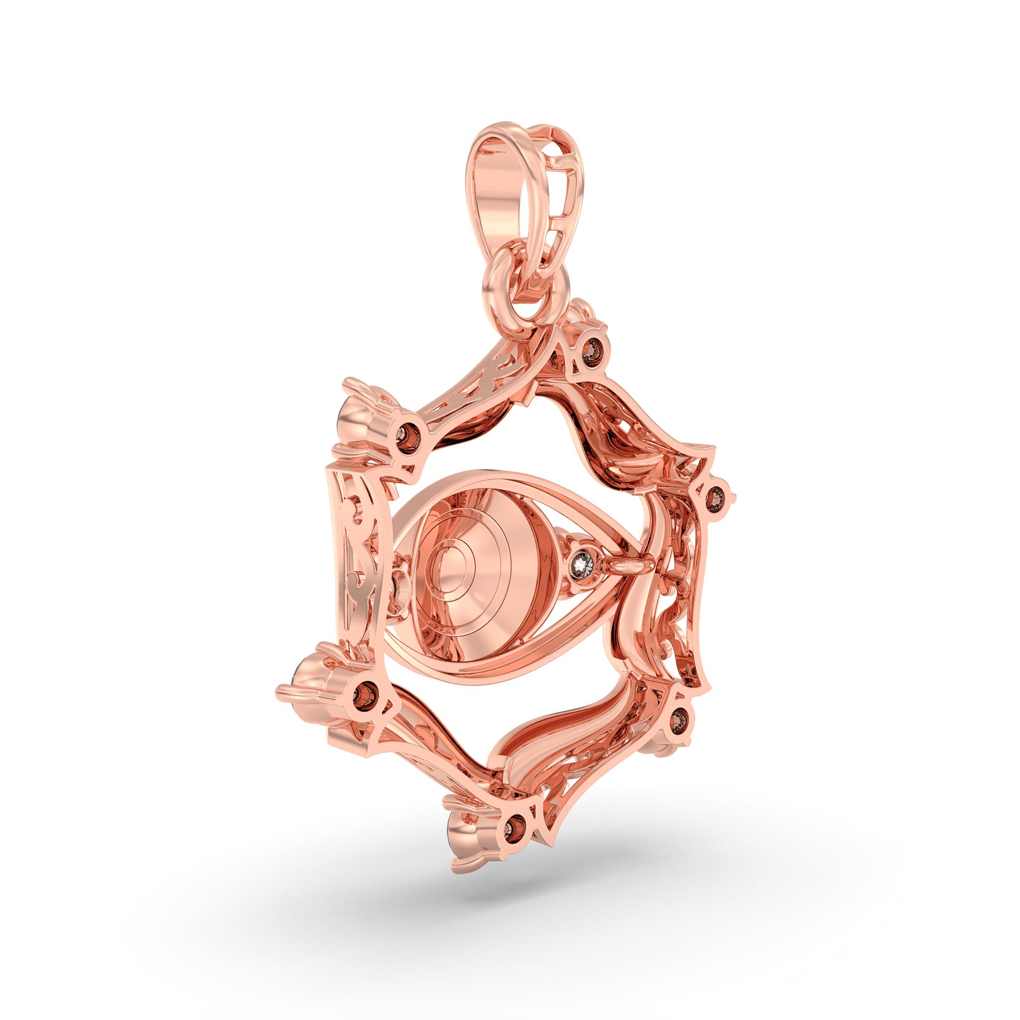 Evil Eye Pendant with Lab-Grown Diamonds in 18K Rose Gold – 0.22 Ct, 1.8 g thumbnail