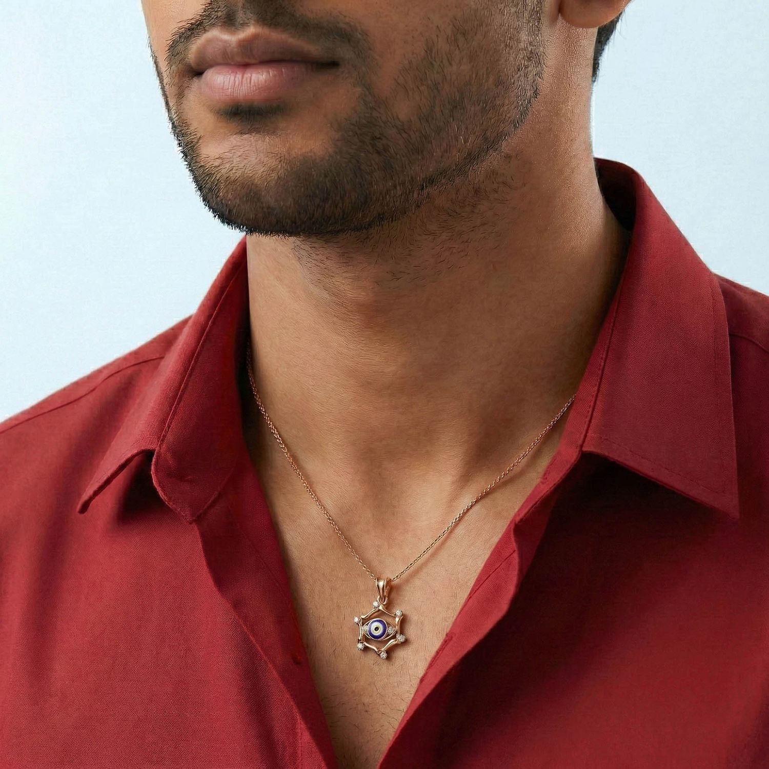 Evil Eye Pendant with Lab-Grown Diamonds in 18K Rose Gold – 0.22 Ct, 1.8 g thumbnail