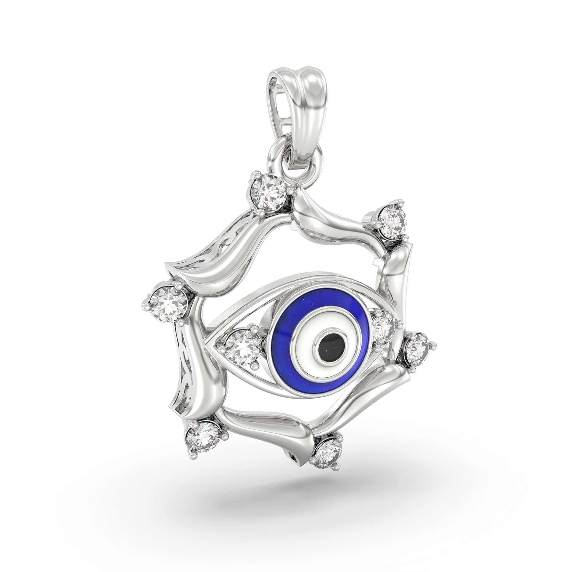 Evil Eye Pendant with Lab-Grown Diamonds in 18K White Gold – 0.22 Ct, 1.8 g thumbnail