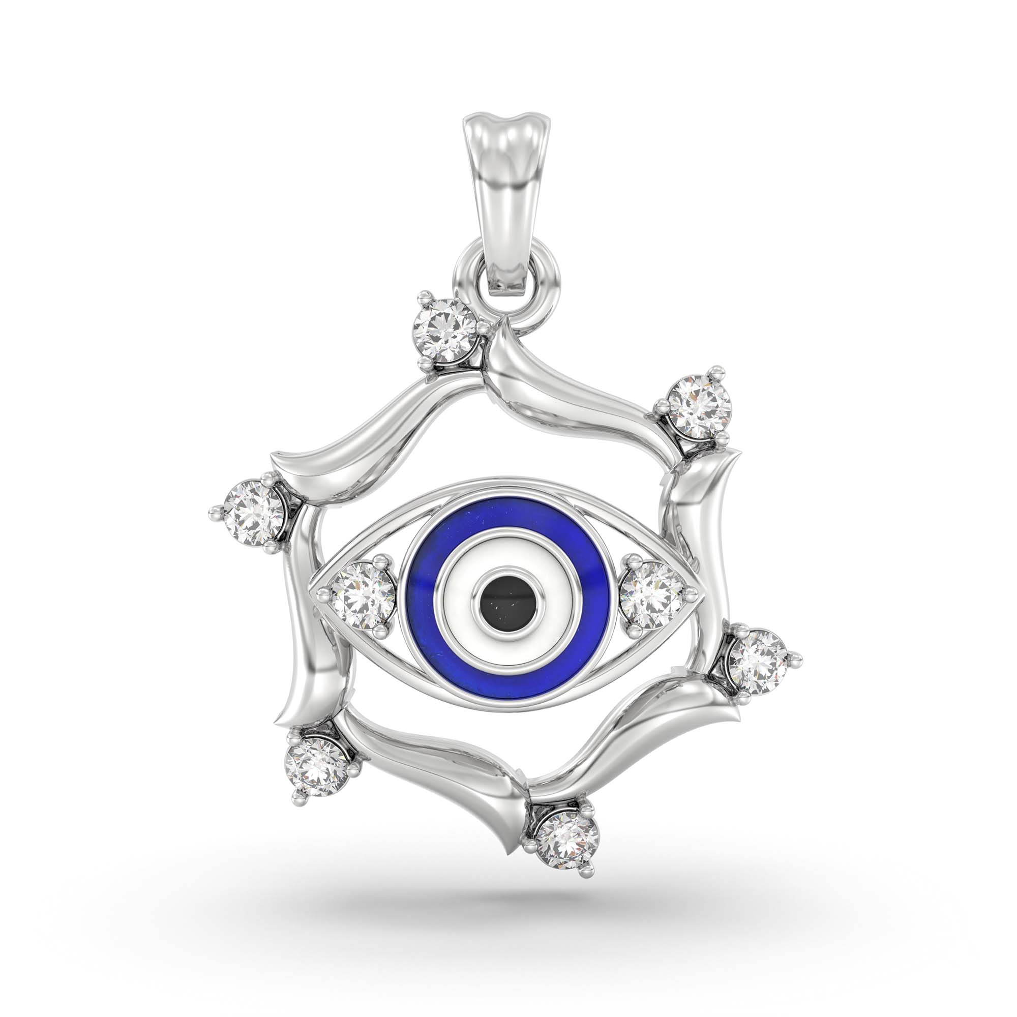 Evil Eye Pendant with Lab-Grown Diamonds in 18K White Gold – 0.22 Ct, 1.8 g thumbnail