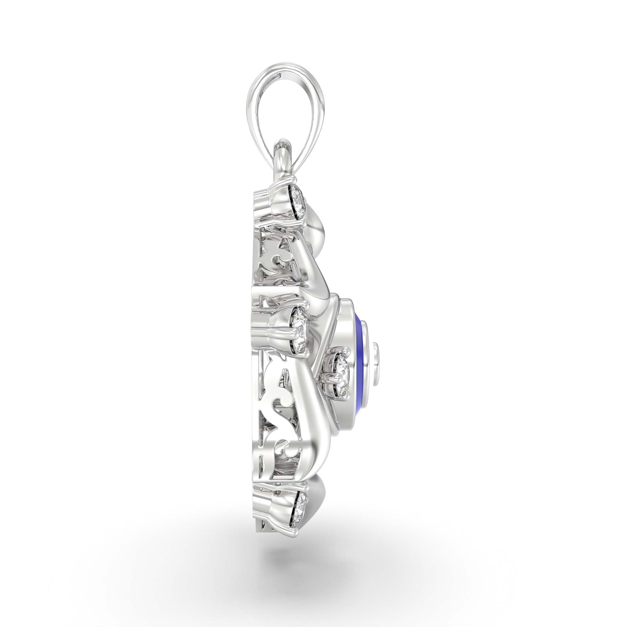 Evil Eye Pendant with Lab-Grown Diamonds in 18K White Gold – 0.22 Ct, 1.8 g thumbnail