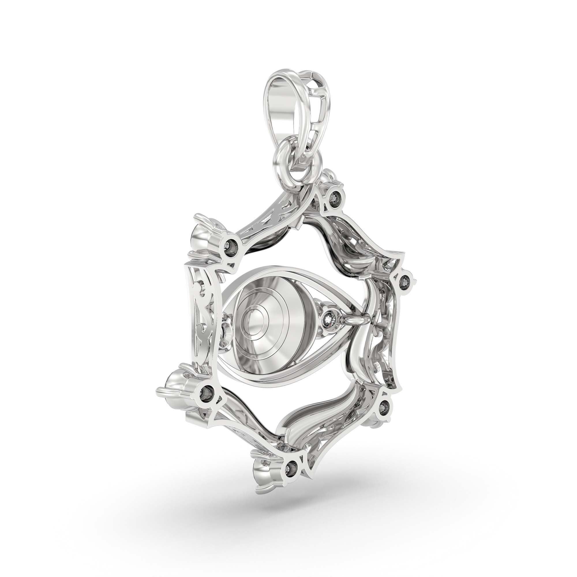 Evil Eye Pendant with Lab-Grown Diamonds in 18K White Gold – 0.22 Ct, 1.8 g thumbnail