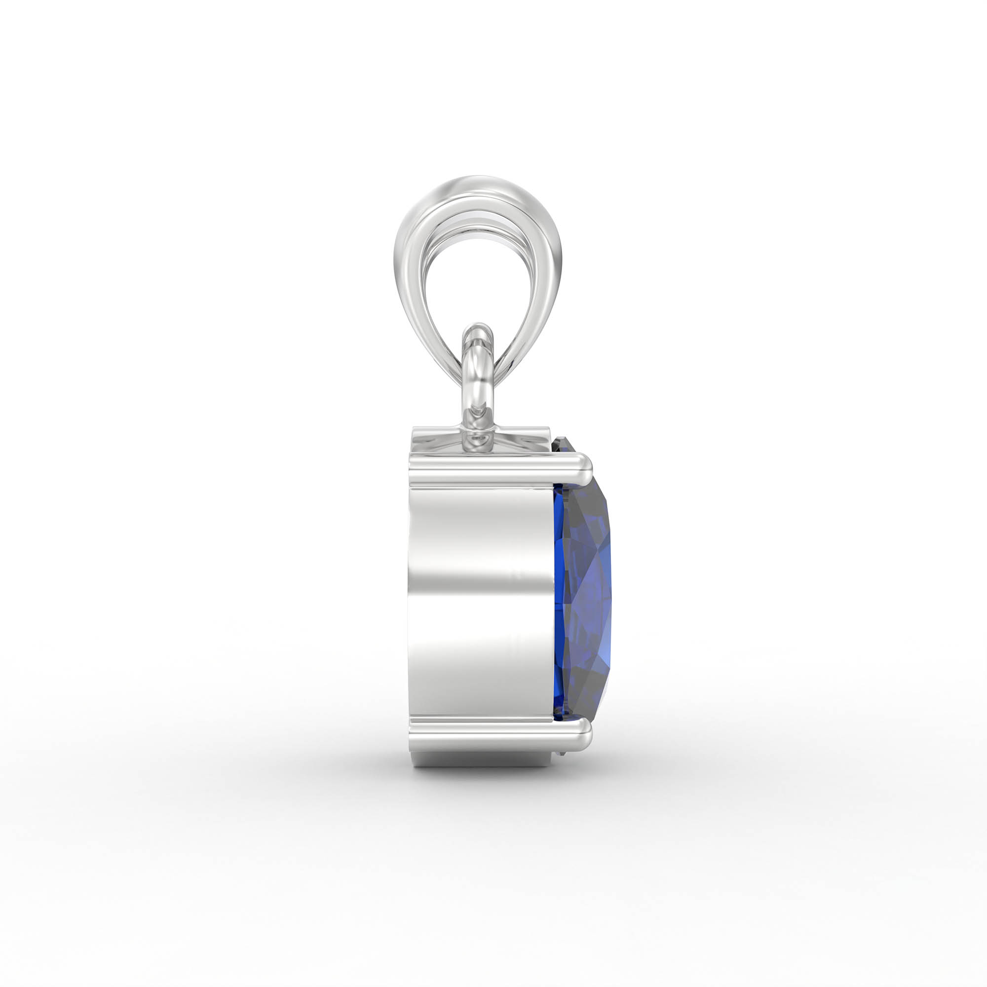 Blue Sapphire (Neelam) Pendant in 18K White Gold – Oval 8x6 mm, Prong Setting, 1 g (Design K1-5) thumbnail