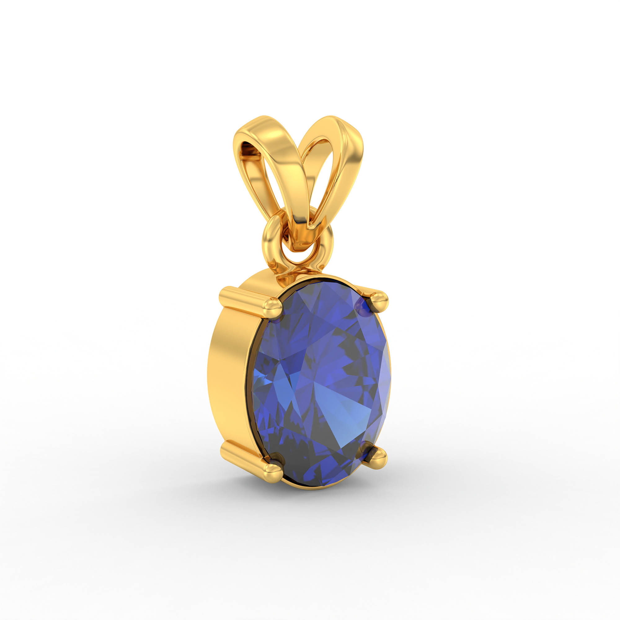 Blue Sapphire (Neelam) Pendant in 22K Yellow Gold – Oval 8x6 mm, Prong Setting, 1 g (Design K1-5) thumbnail